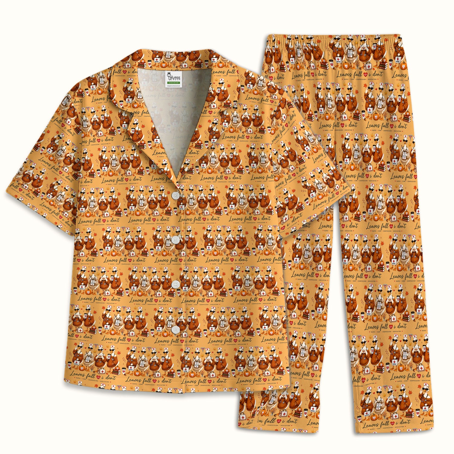 Funny Leaves Fall I Don't Nurse Goose Pajama Set, Soft Breathable Fabric Comfortable Sleepwear