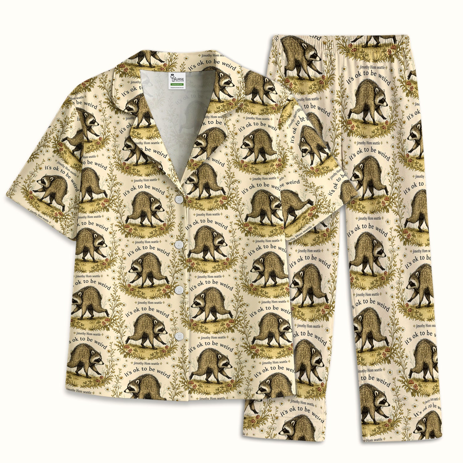 It's OK To Be Weird with Jimothy Pajama Set, Soft Breathable Fabric Comfortable Sleepwear