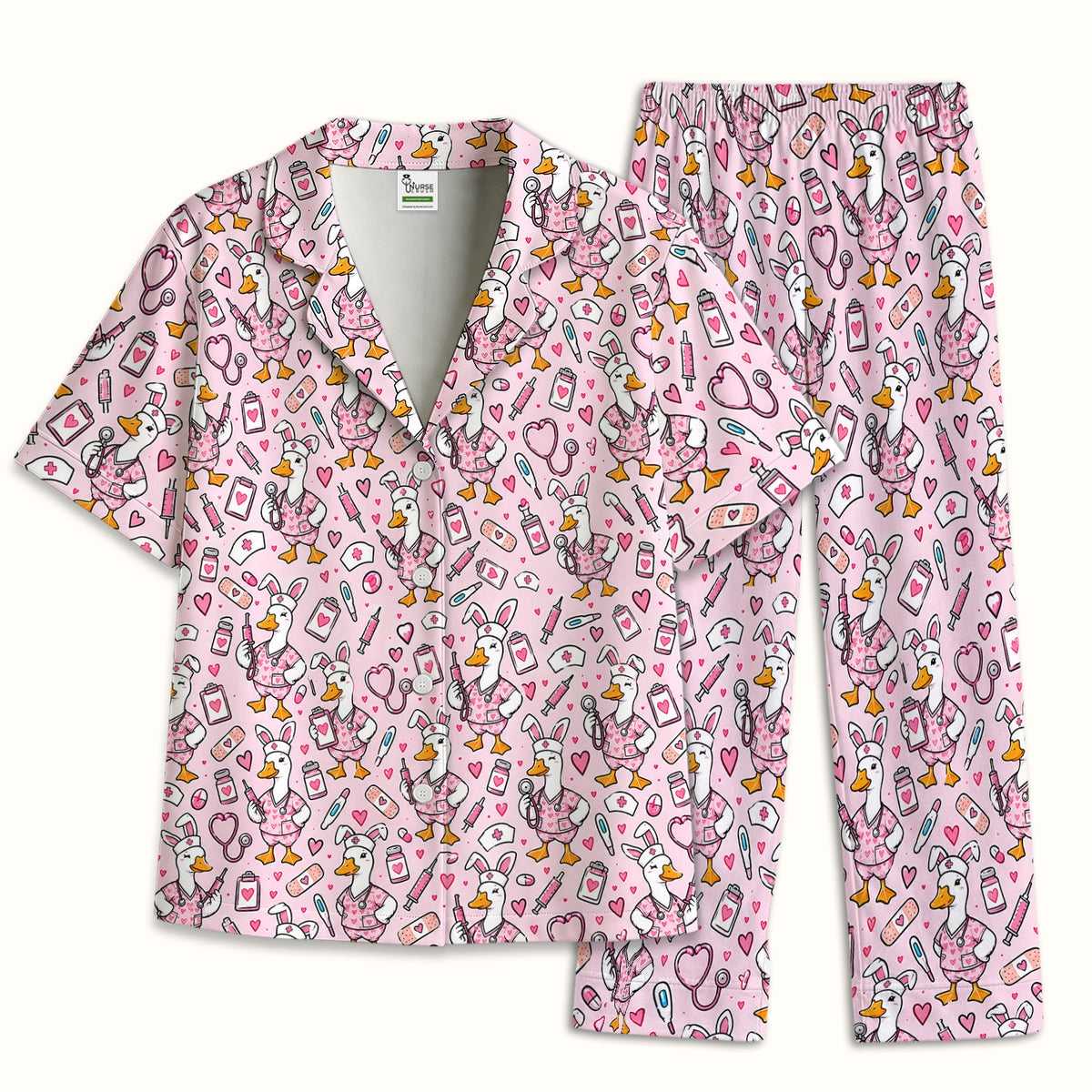 Buntes Pyjama-Set mit Neon-Katzengesichtern, weicher, atmungsaktiver Stoff, bequeme Nachtwäsche