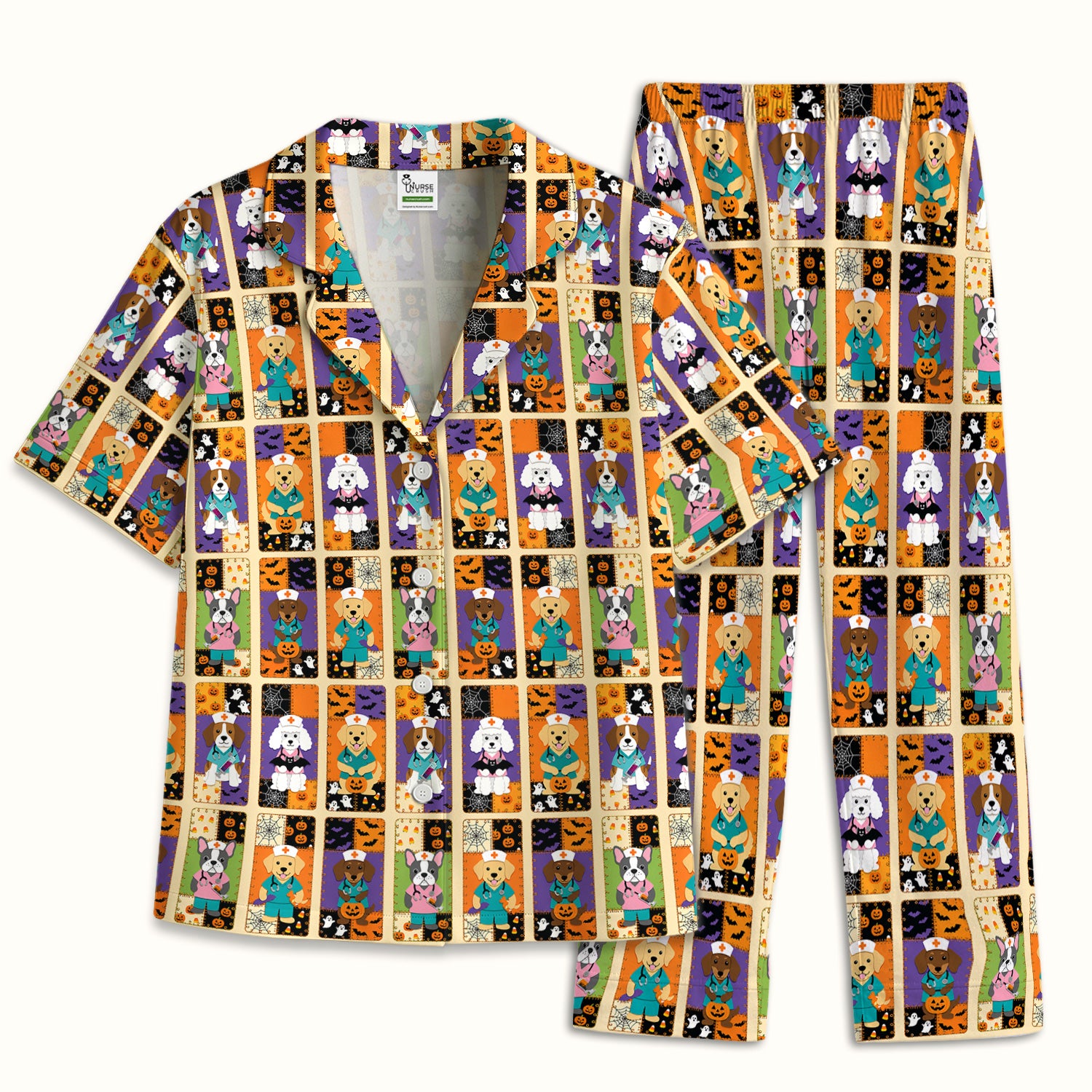 Spooky Halloween Dog Veterinary Pajama Set, Soft Breathable Fabric Comfortable Sleepwear