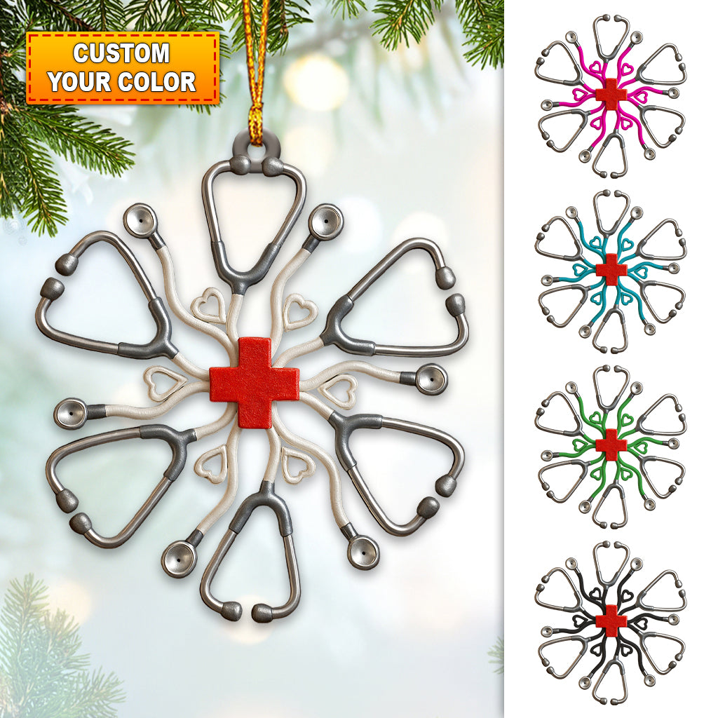 Nurse Stethoscope Snowflake Ornament – Medical Christmas Tree Decor For Nursing