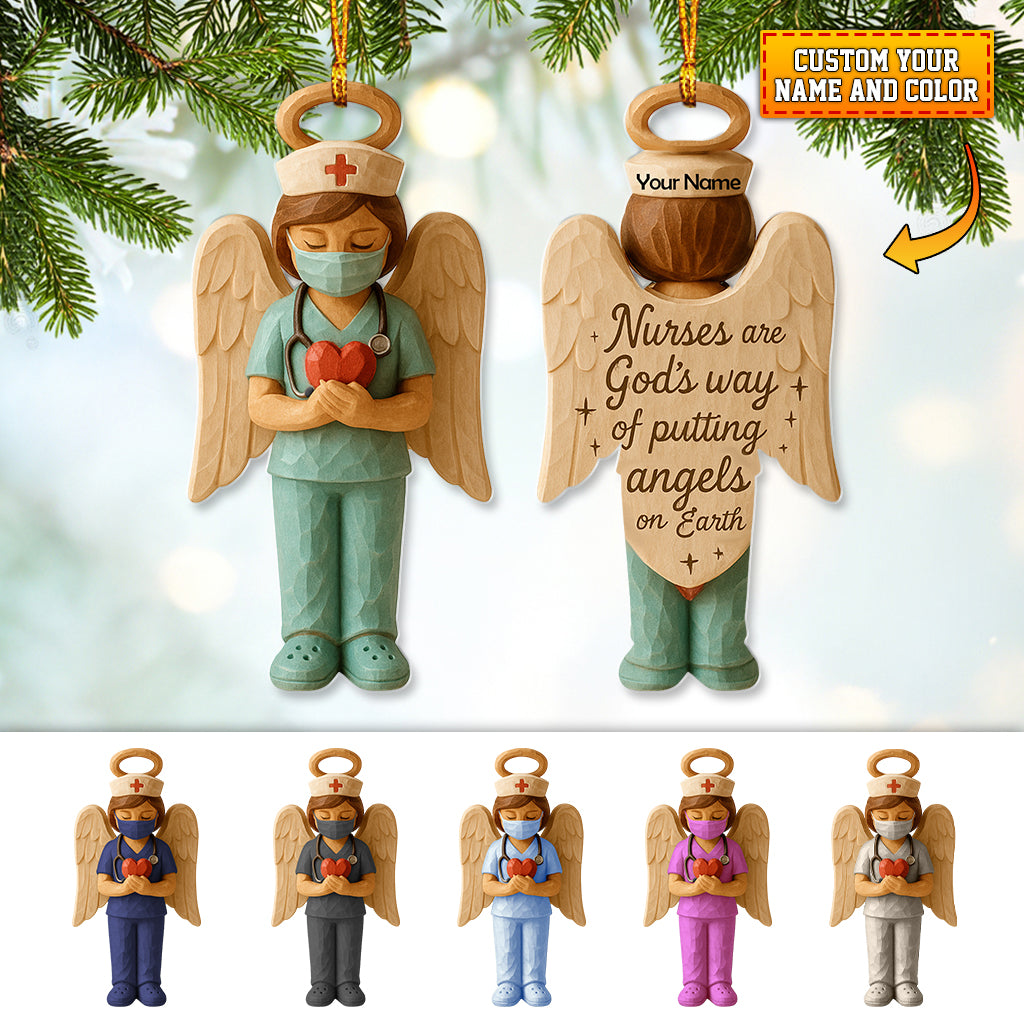 Personalized Nurse Angel Ornament, Custom Name Nursing Angel Christmas Gift, Guardian Nurse Holiday Decor for Healthcare Workers