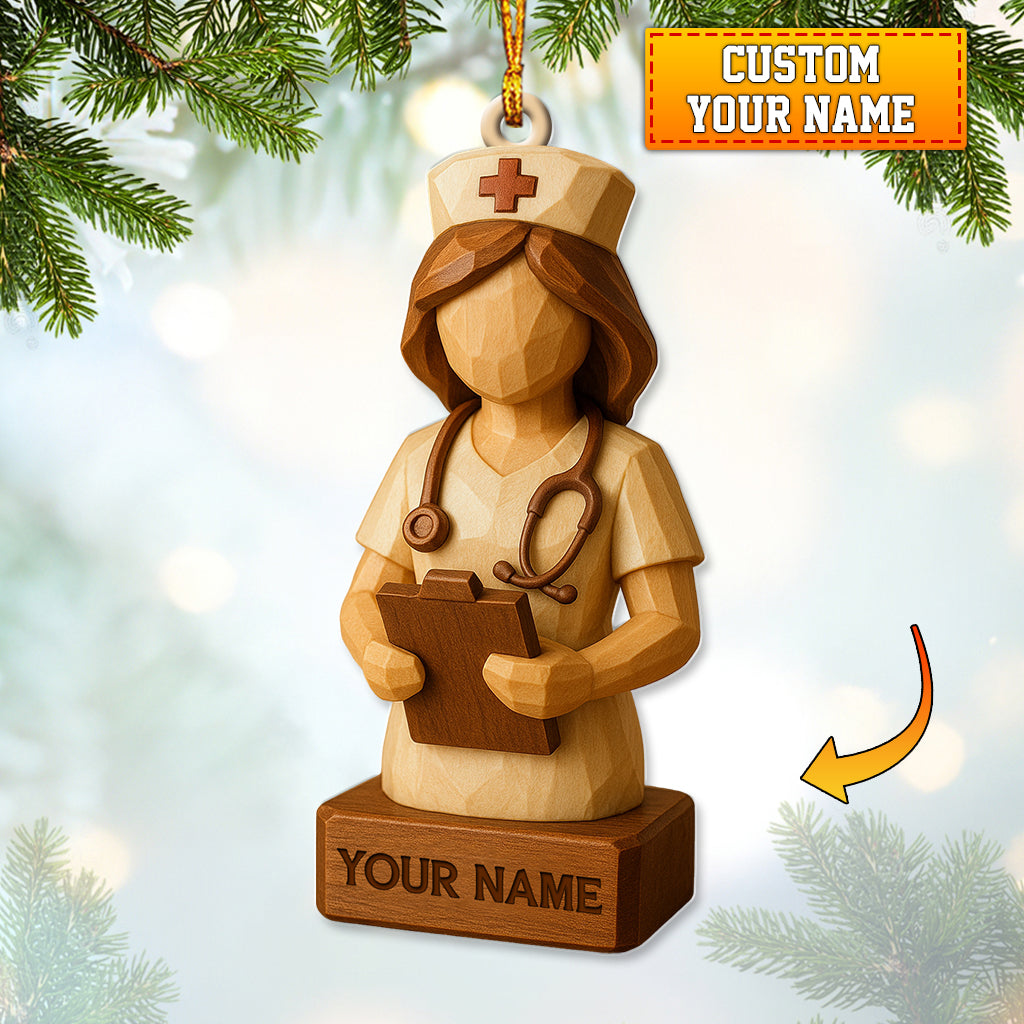 Custom Nurse Ornament, Personalized Nurse Figurine, Xmas Healthcare Gift for Nursing