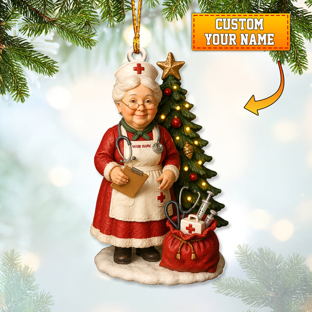 Custom Name Nurse Grandma Ornament, Nursing Christmas Tree Decor, Personalized Holiday Gift For RN & Healthcare Workers