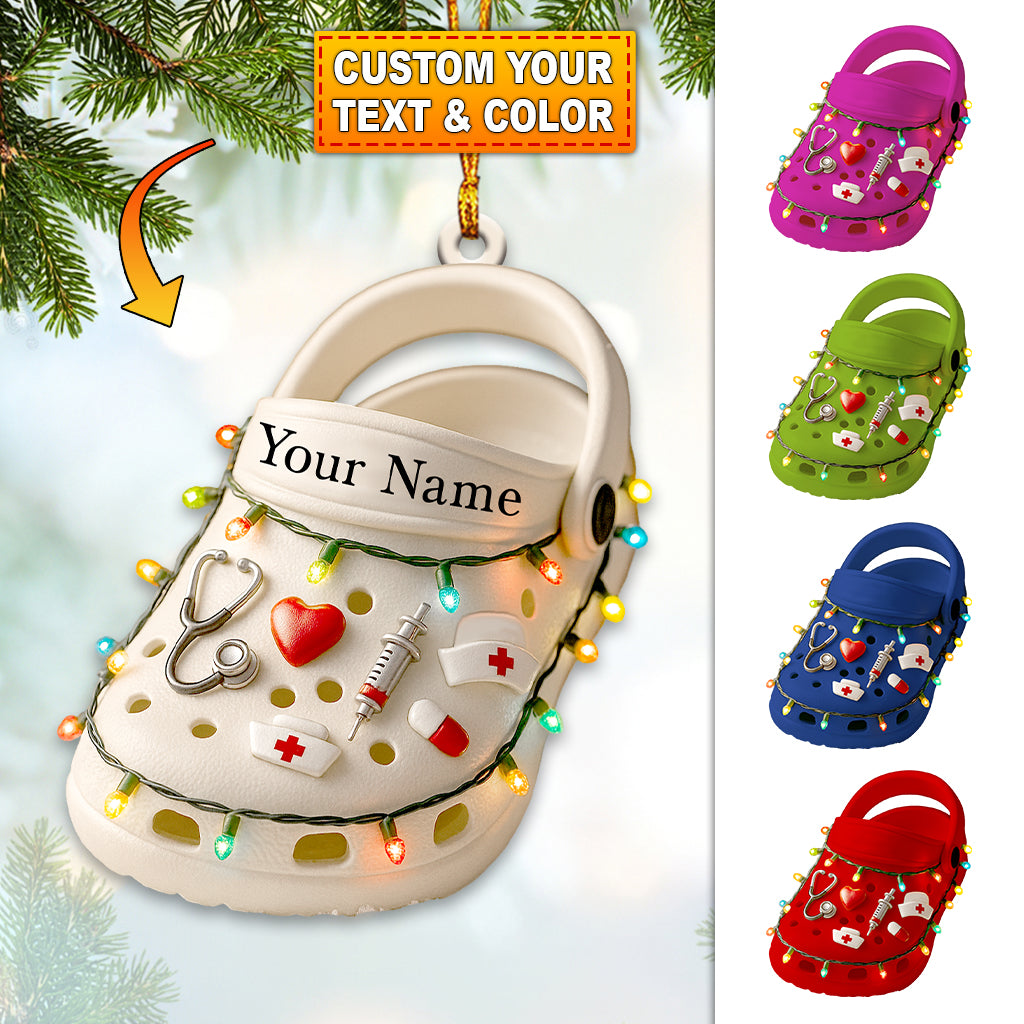 Personalized Nursing Christmas Ornament - Medical Clog Tree Decor - Cute Holiday Gift for Healthcare Workers