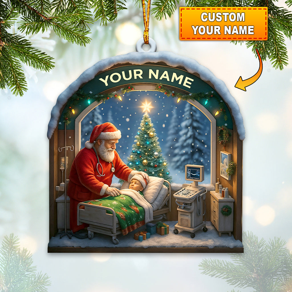 Personalized Santa Doctor Christmas Ornament, Custom Name Medical Santa Caring For Child, Xmas Nurse & Healthcare Worker Holiday Decor