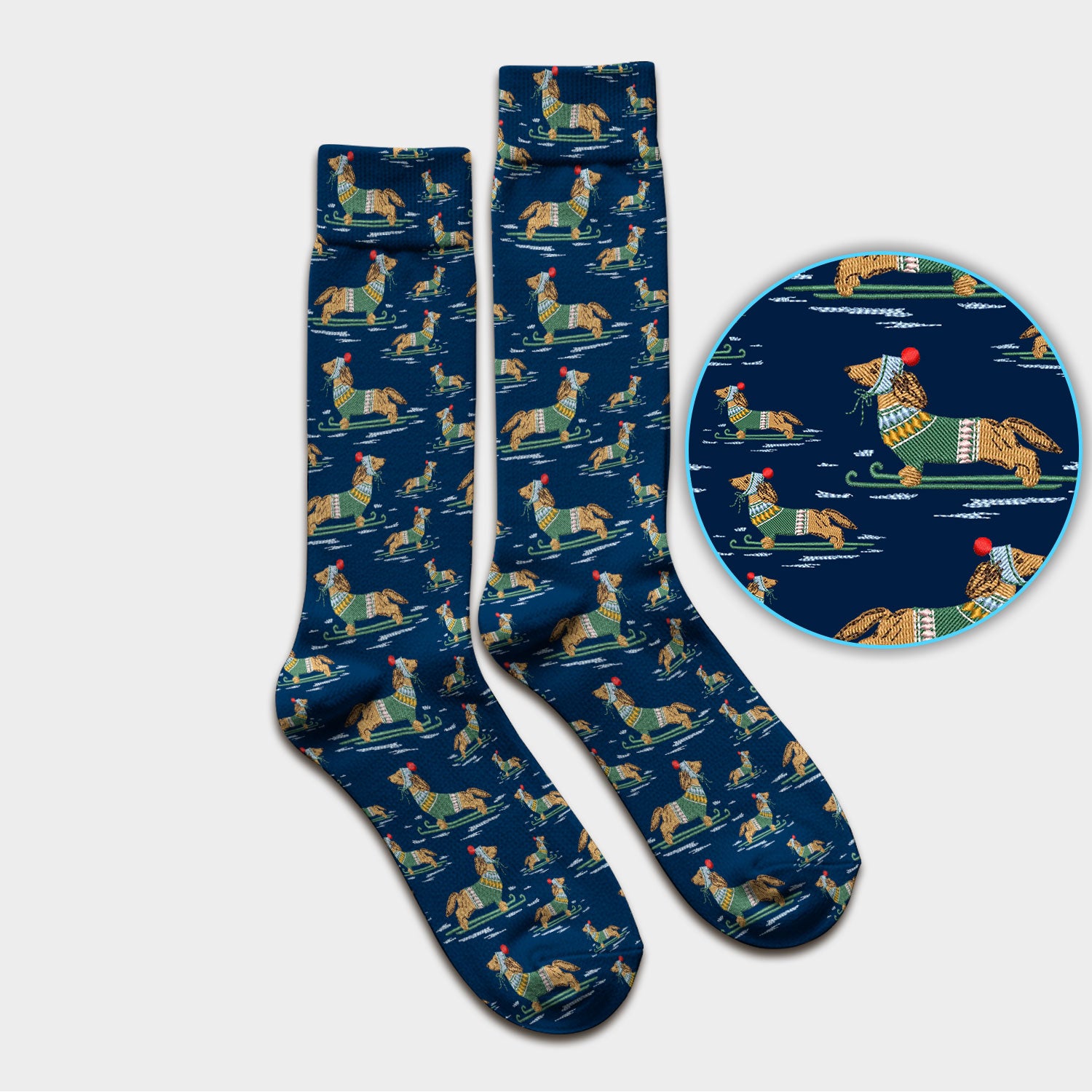 Dachshund Nurse Scrub Socks, Wiener Dog Winter Pattern Sock, Breathable Fabrics Nursing Uniform