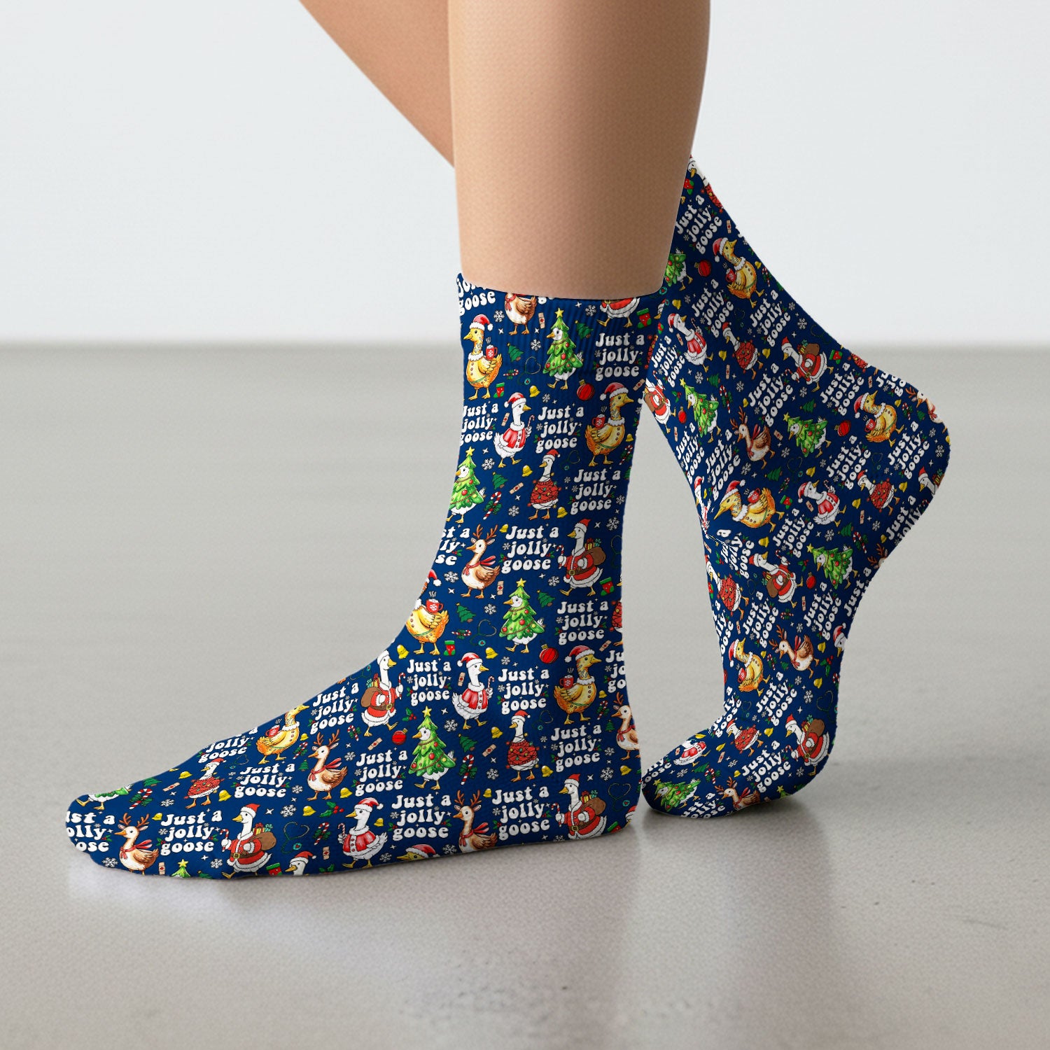 Just a Jolly Goose Socks for Nurse Doctor - Santa Goose Adult Socks for Men and Women - Breathable Fabrics Medical Uniform