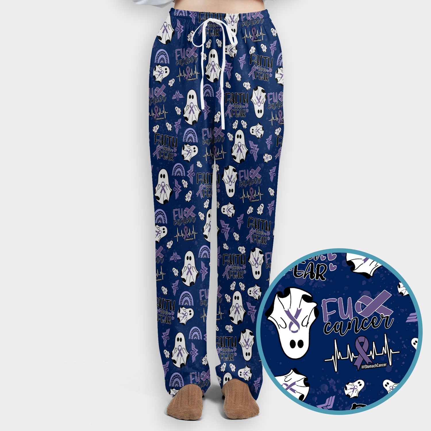 Periwinkle Ribbon Stomach Cancer Scrub Set for Women - Awareness Nurse Scrub Pants and V Neck Top - November Warrior Survivor Gift