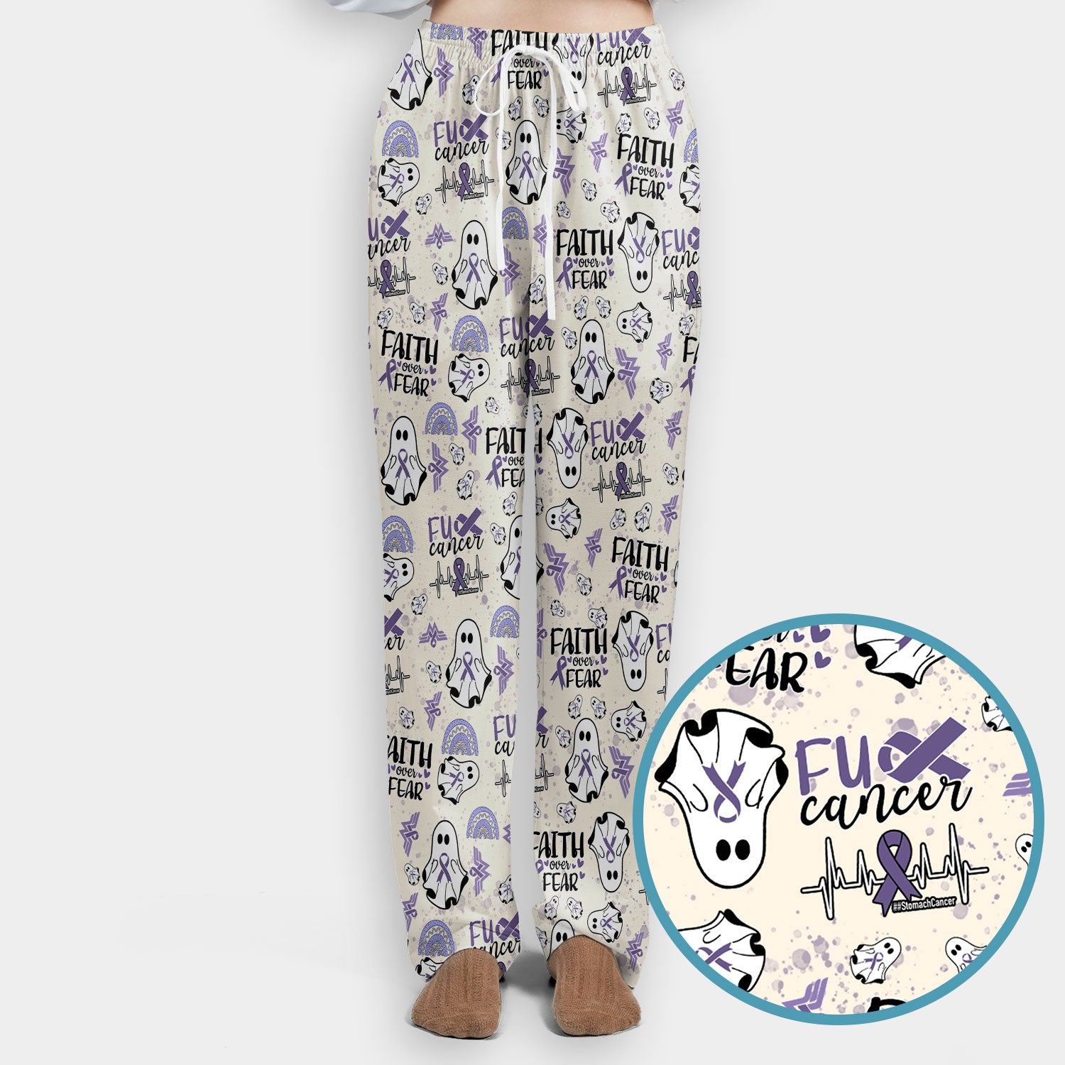 Periwinkle Ribbon Stomach Cancer Scrub Set for Women - Awareness Nurse Scrub Pants and V Neck Top - November Warrior Survivor Gift