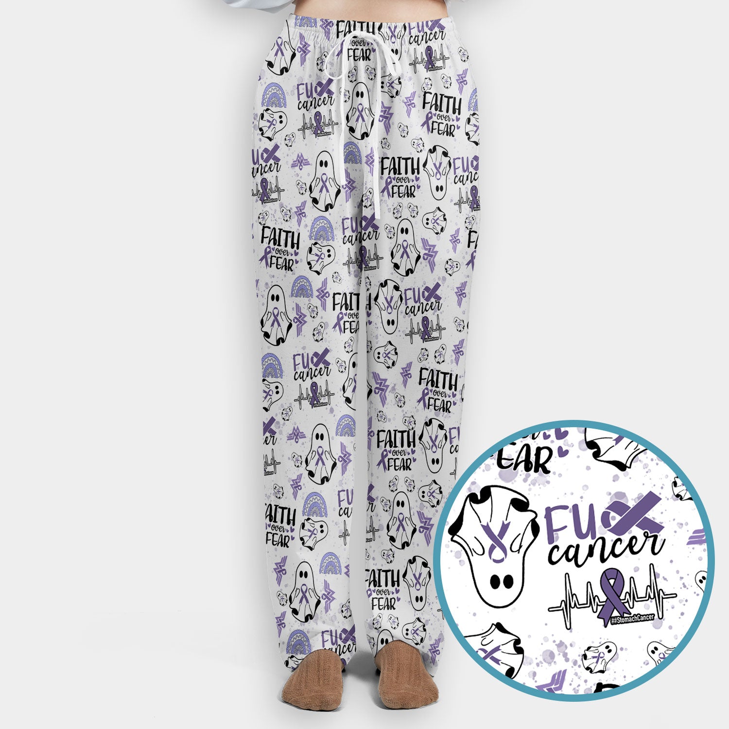 Stomach Cancer Awareness Scrub Sets - Periwinkle Blue Ribbon Survivor Scrub Pants and V Neck Top - November Warrior Gift