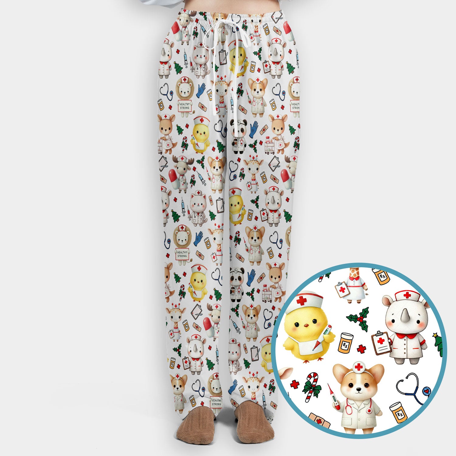 Comfortable Scrubs for Nurses - Women's Scrub Sets - Navy Scrub Pants and V Neck Top - Breathable Med Uniform - Puppy Lover Gift