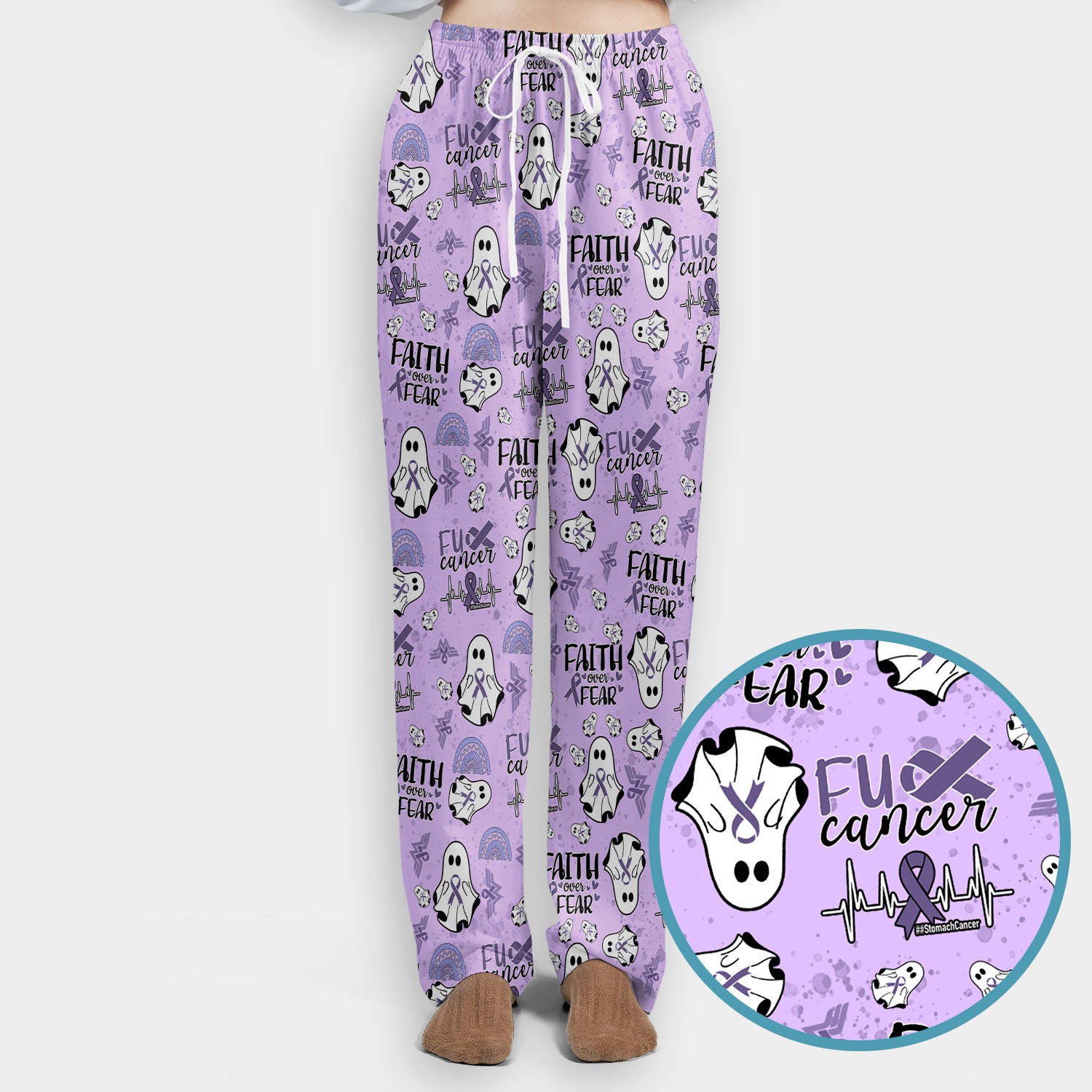 Periwinkle Ribbon Stomach Cancer Scrub Set for Women - Awareness Nurse Scrub Pants and V Neck Top - November Warrior Survivor Gift