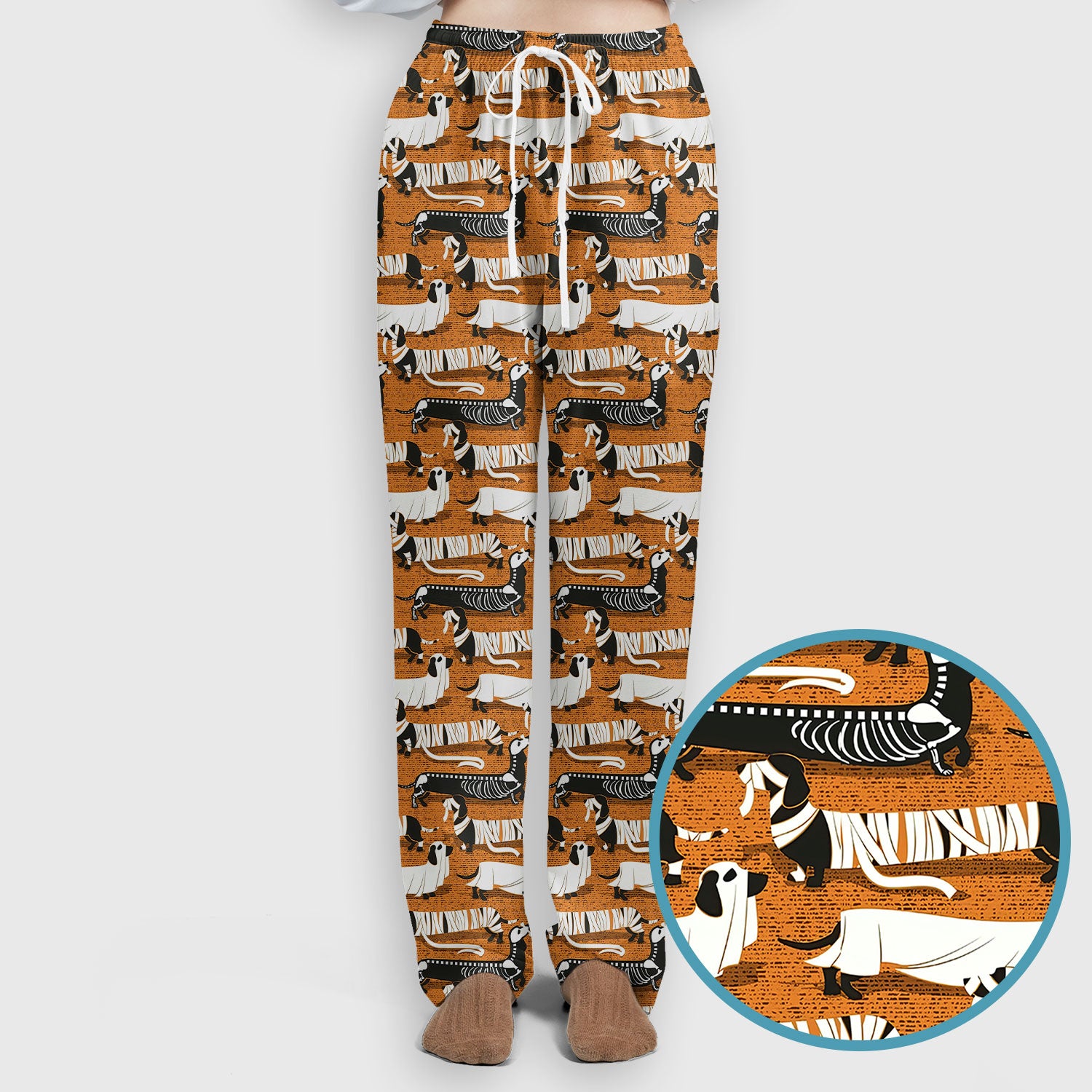 Halloween Scrub Set for Women - Spooky Skeleton Med Uniform - Dachshund Nursing Pants - Ugly Sweater for Wiener Dog Lover