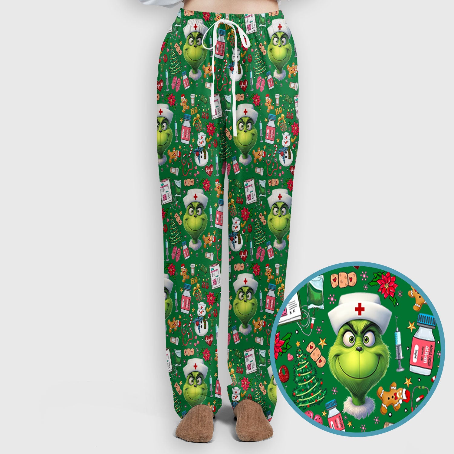 Merry Grinchmas Scrub Set for Women - Comfortable Nursing Pants - Christmas Medical Uniform - Holiday Ugly Sweater Gift for Her