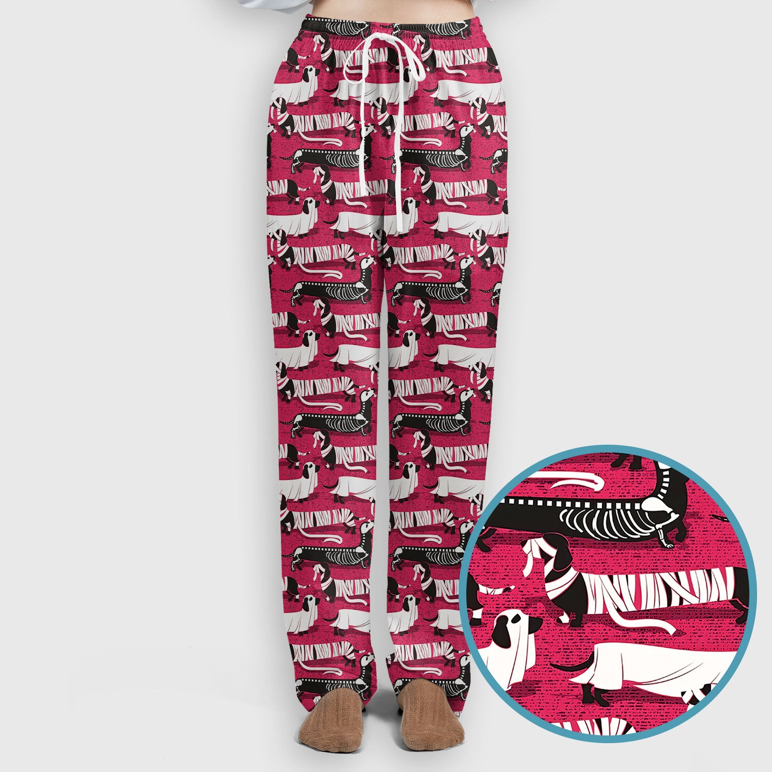 Halloween Scrub Set for Women - Spooky Skeleton Med Uniform - Dachshund Nursing Pants - Ugly Sweater for Wiener Dog Lover