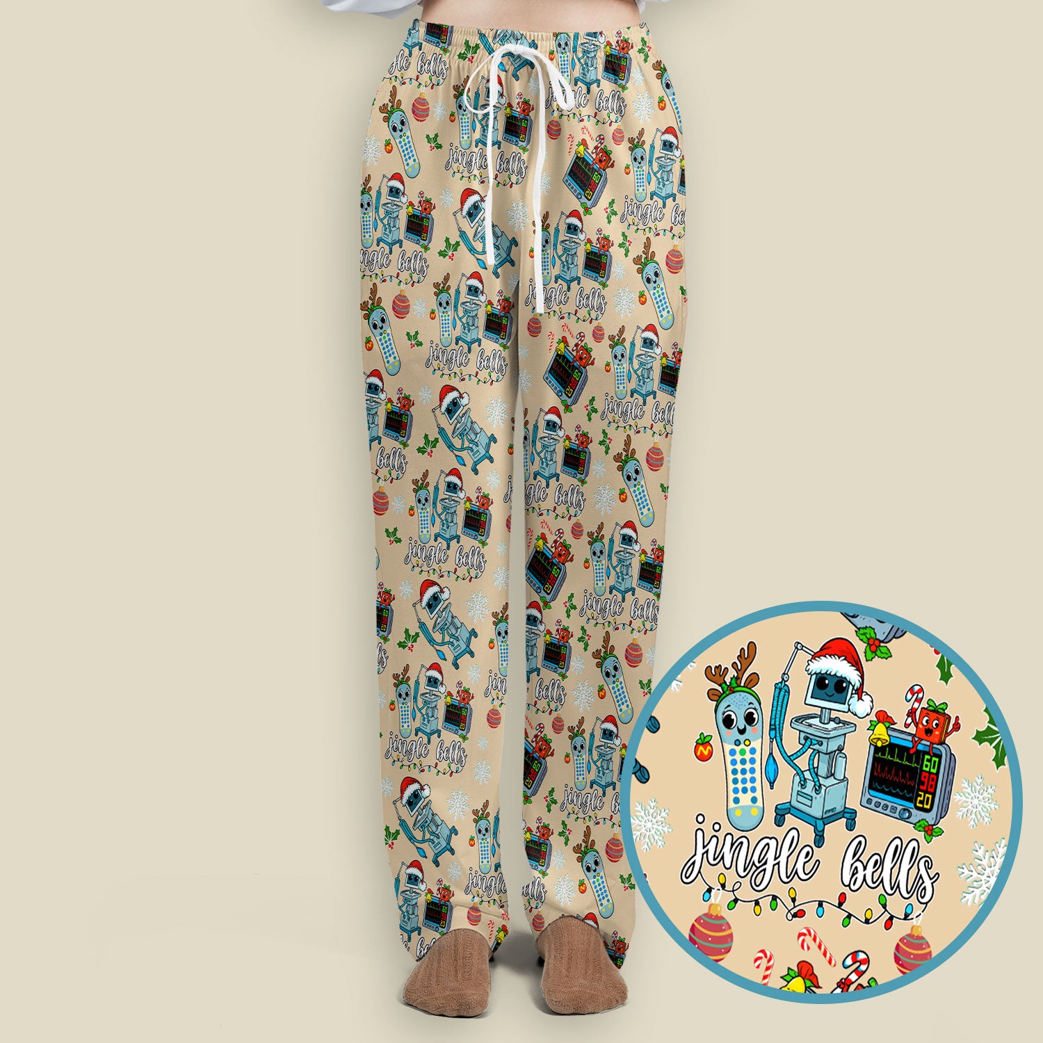 Funny Xmas Women's Scrub Sets - Jingle Bells Holiday Med Uniform -  Christmas Scrub Pants and V Neck Top for RN LPN CNA