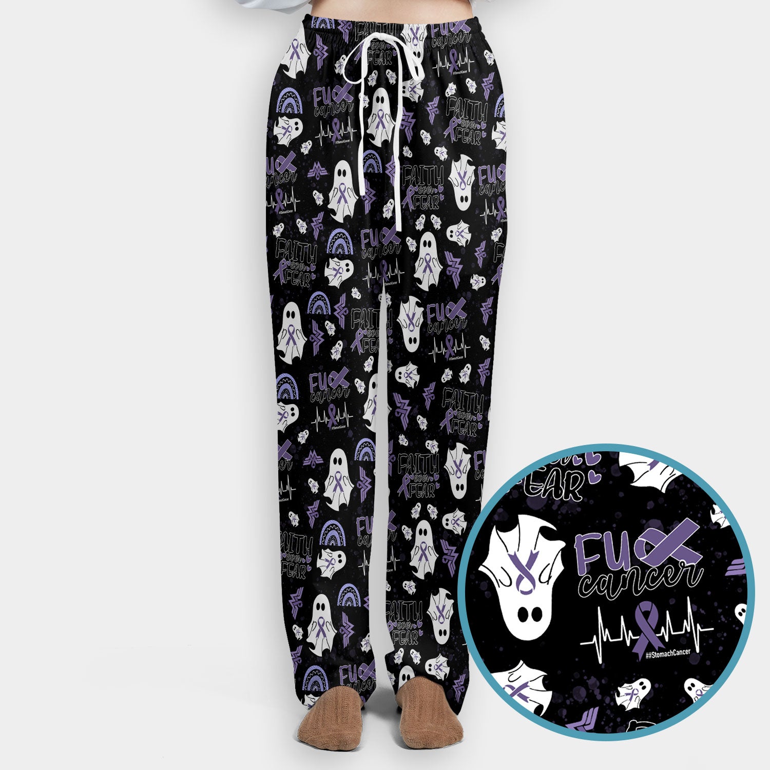 Stomach Cancer Awareness Scrub Sets - Periwinkle Blue Ribbon Survivor Scrub Pants and V Neck Top - November Warrior Gift