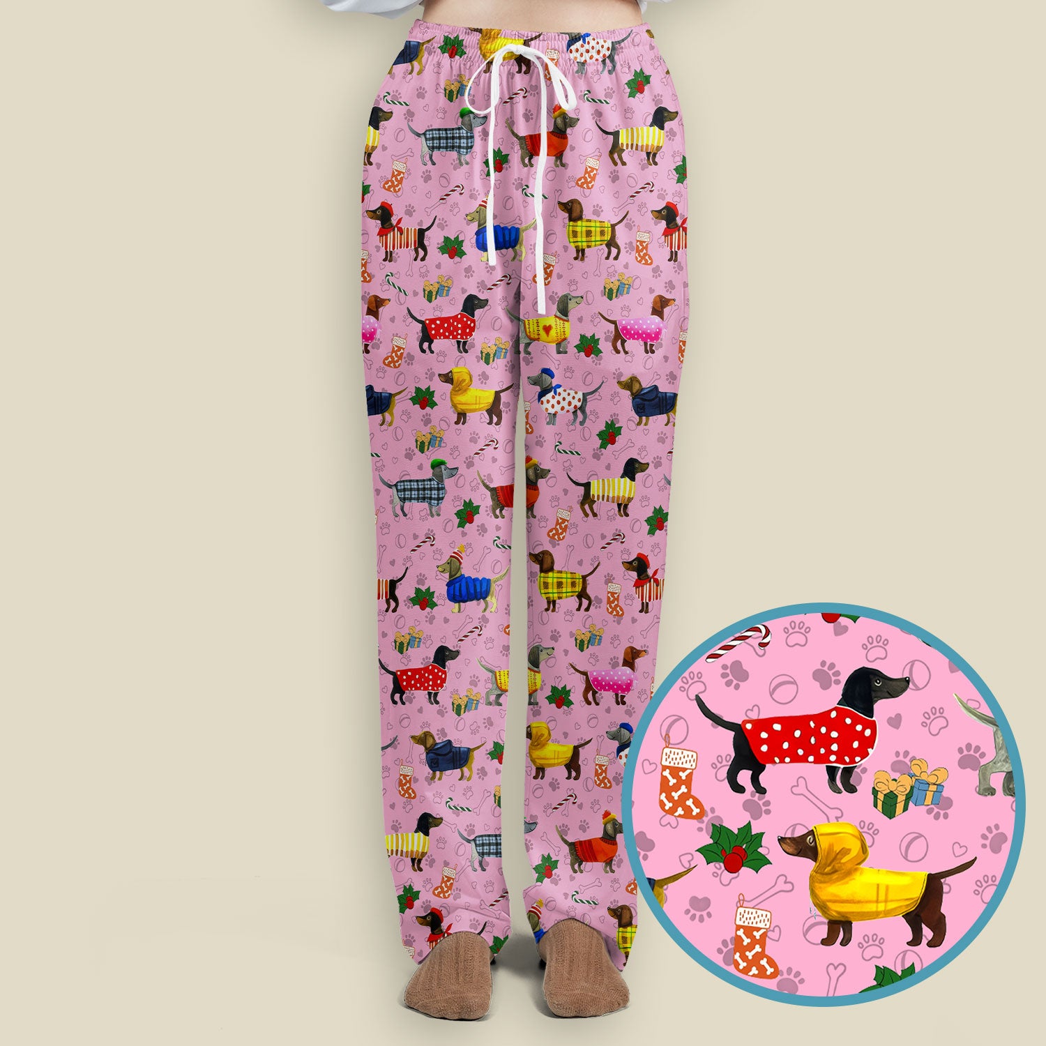 Funny Wiener Dog Scrub Set - Dachshund Paw Prints Nurse Uniform - Comfortable Nursing Pants - Holiday Gift for Her