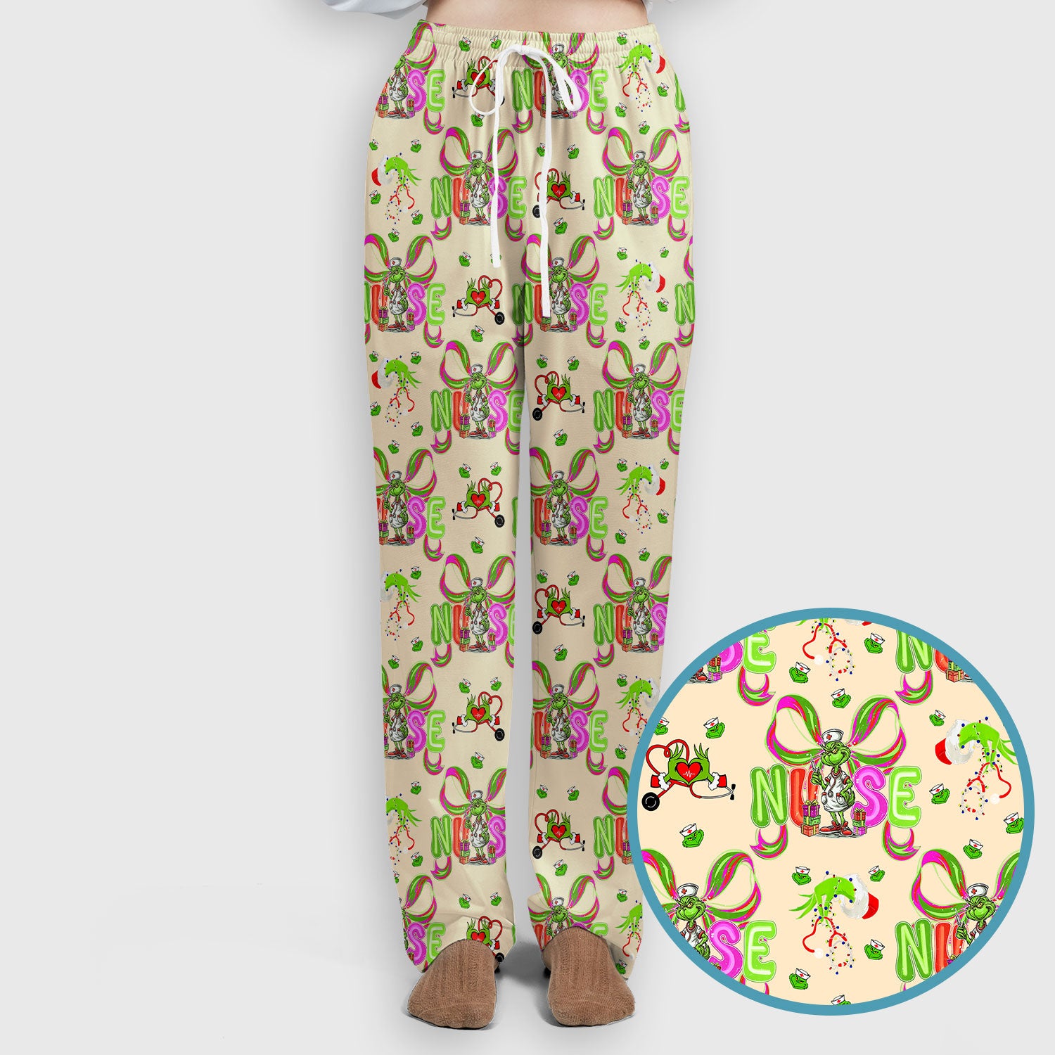 Womens Christmas Scrub Pants - Funny Grinch Scrub Sets - Ew People Whoville Ugly Sweater - Holiday RN LPN CNA Gift