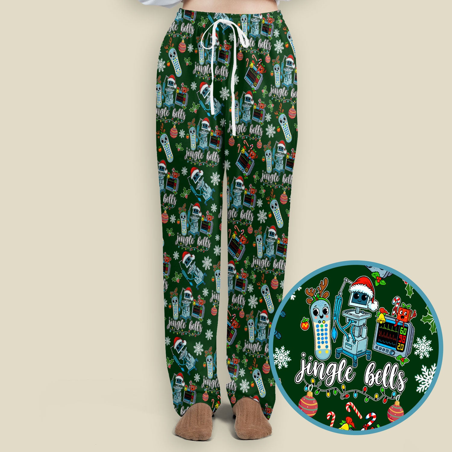 Funny Xmas Women's Scrub Sets - Jingle Bells Holiday Med Uniform -  Christmas Scrub Pants and V Neck Top for RN LPN CNA