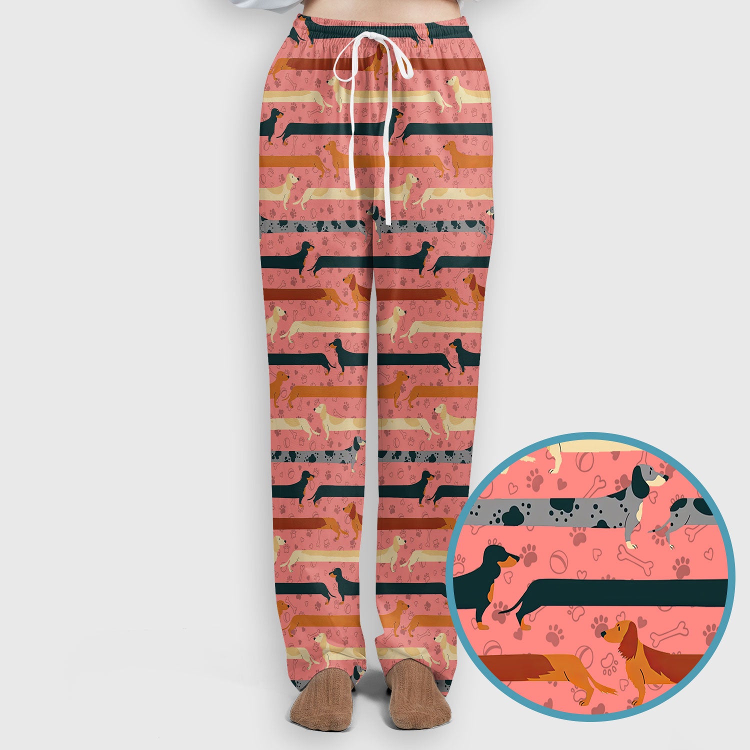 Weiner Dog Women's Scrub Sets - Comfortable Scrubs for Nurses - Funny Scrub Pants and V Neck Top - Breathable Med Uniform