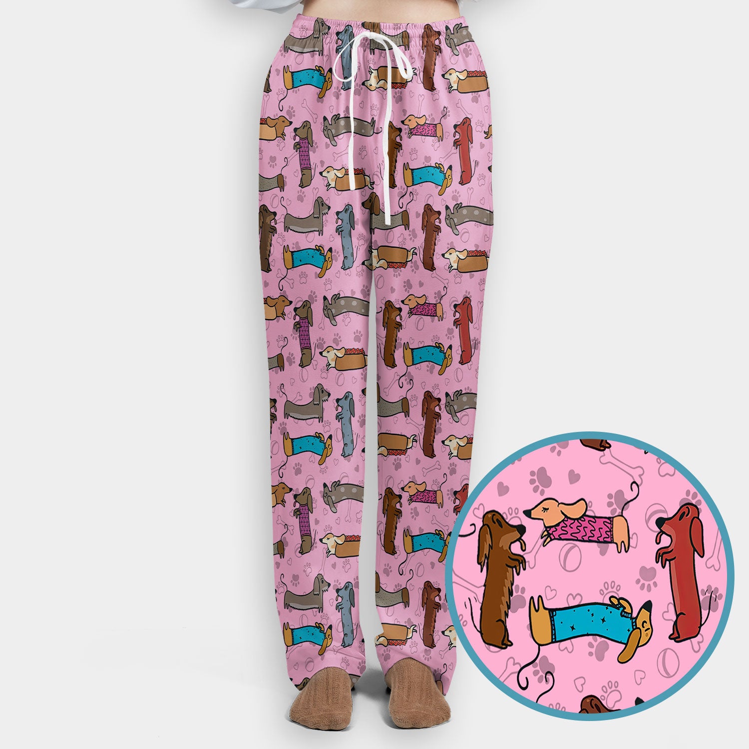 Cute Dachshund Women's Scrub Sets - Funny Sausage Dog Pattern Med Uniform - Nursing Gift for RN LPN CNA