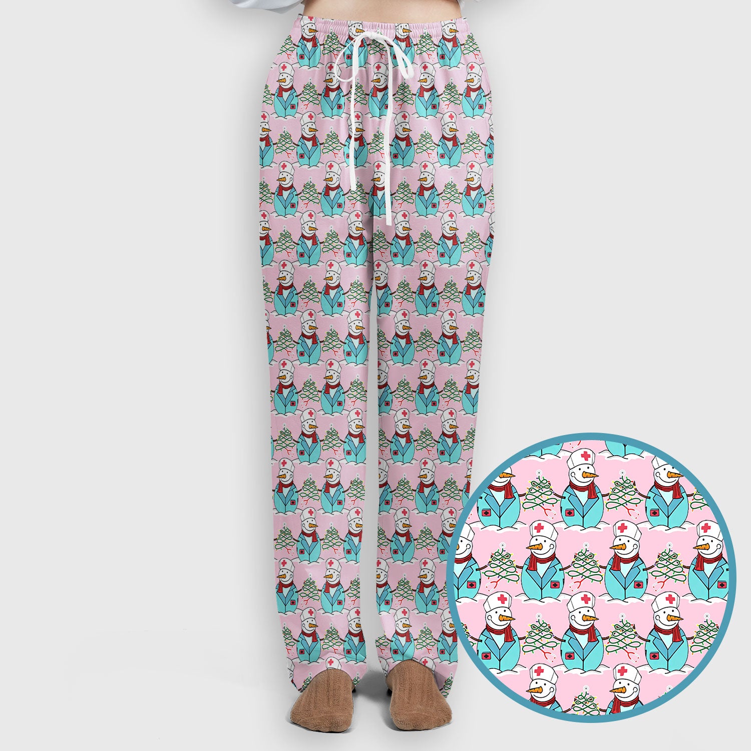 Christmas Snowman Nurse Scrub Pants - Holiday Med Uniform for Women - Comfortable Nursing Scrub Sets - Snowman Ugly Sweater Gift