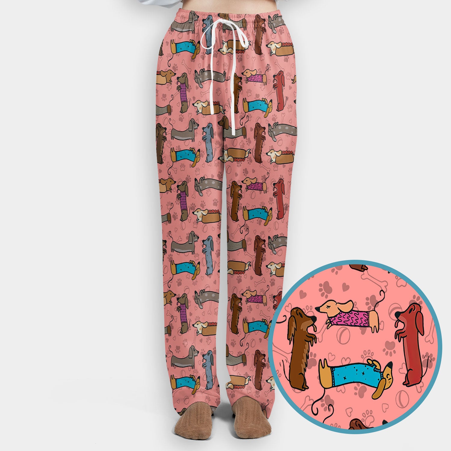 Cute Dachshund Women's Scrub Sets - Funny Sausage Dog Scrub Pants and V Neck Top - Breathable Med Uniform - Nursing Gift