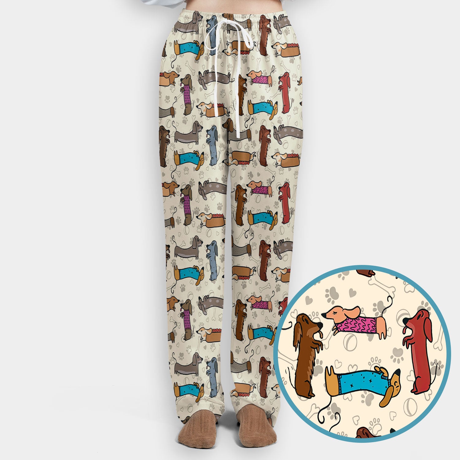 Cute Dachshund Women's Scrub Sets - Funny Sausage Dog Pattern Med Uniform - Nursing Gift for RN LPN CNA