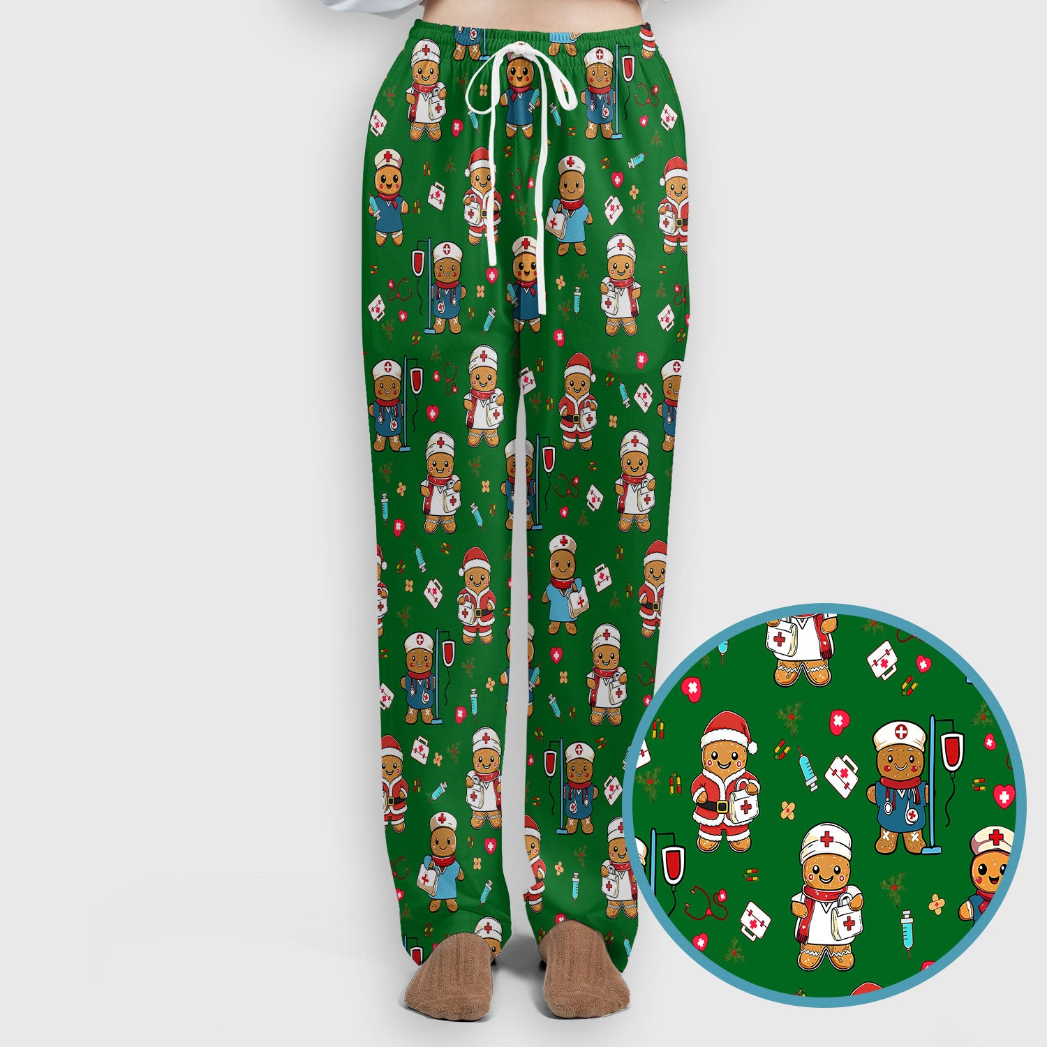 Gingerbread with Santa Nurse Scrub Set - Santa’s Favorite Nurse Holiday Gift - Medical Uniform for RN LPN CNA - Funny Xmas Ugly Sweater