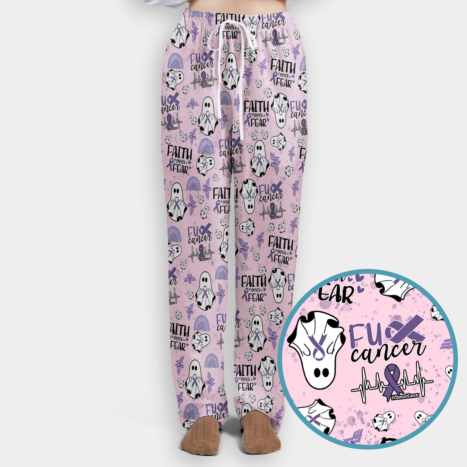 Stomach Cancer Awareness Scrub Sets - Periwinkle Blue Ribbon Survivor Scrub Pants and V Neck Top - November Warrior Gift