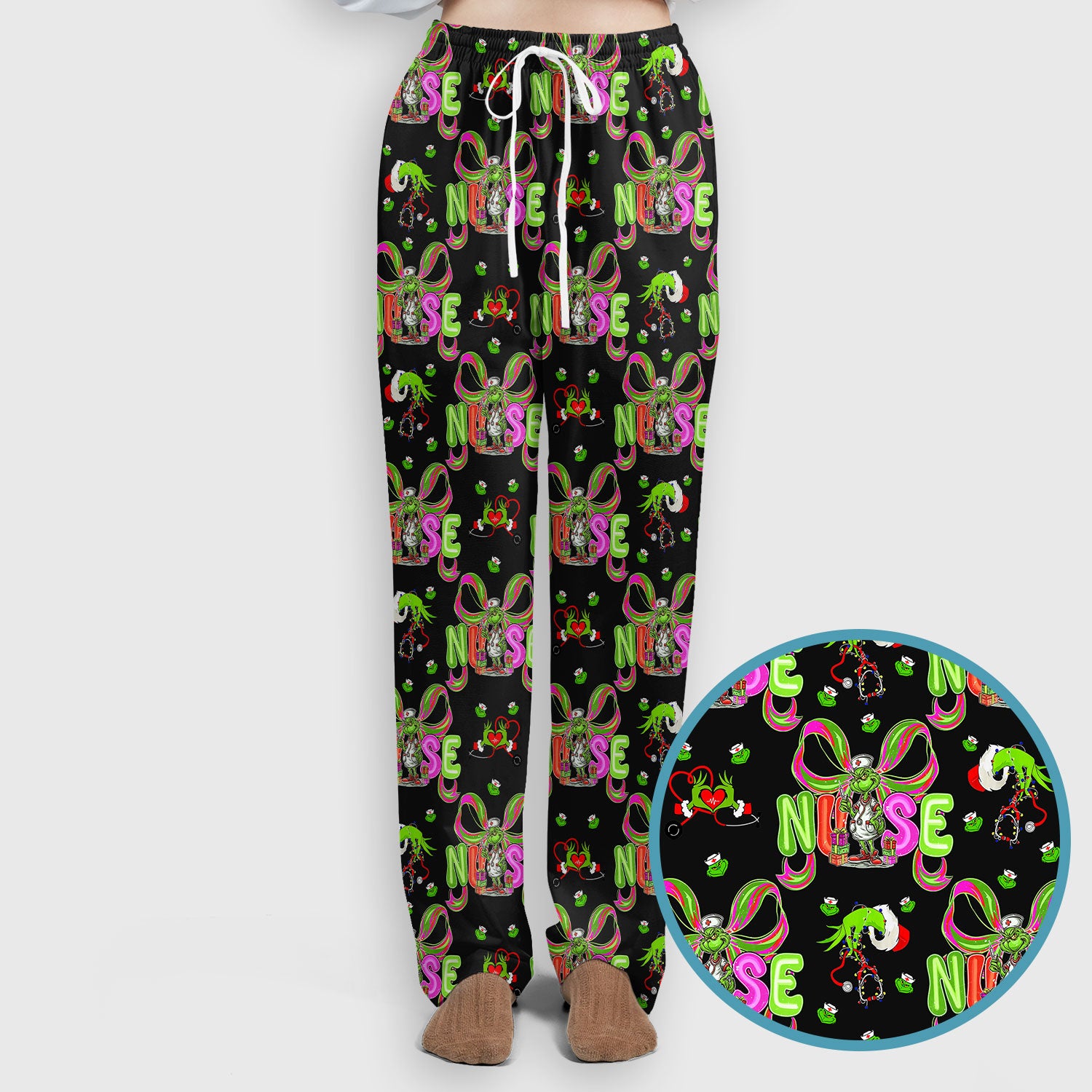 Womens Christmas Scrub Pants - Funny Grinch Scrub Sets - Ew People Whoville Ugly Sweater - Holiday RN LPN CNA Gift