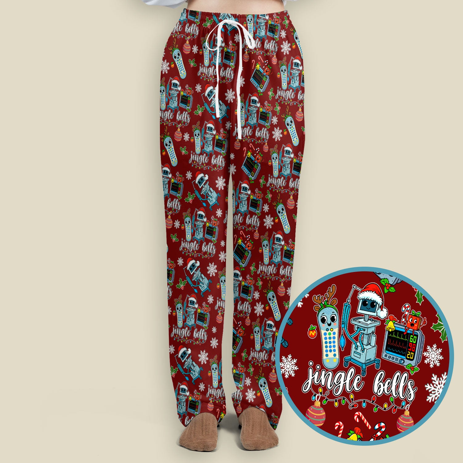 Funny Xmas Women's Scrub Sets - Jingle Bells Holiday Med Uniform -  Christmas Scrub Pants and V Neck Top for RN LPN CNA