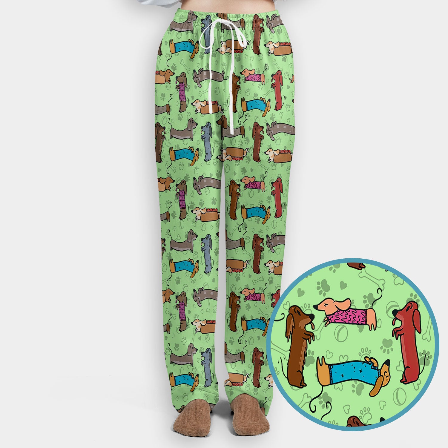 Cute Dachshund Women's Scrub Sets - Funny Sausage Dog Scrub Pants and V Neck Top - Breathable Med Uniform - Nursing Gift