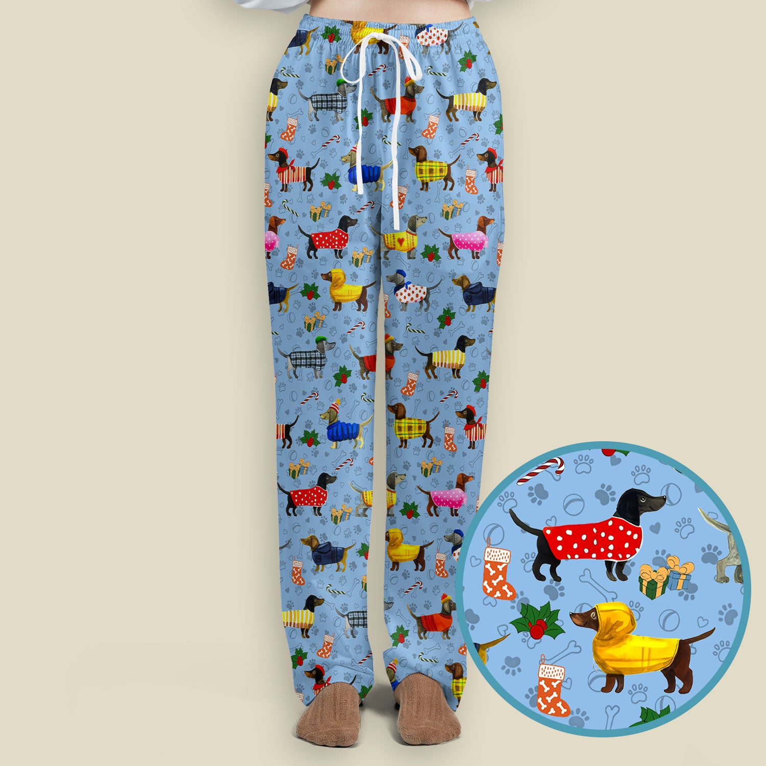Funny Wiener Dog Scrub Set - Dachshund Paw Prints Nurse Uniform - Comfortable Nursing Pants - Holiday Gift for Her