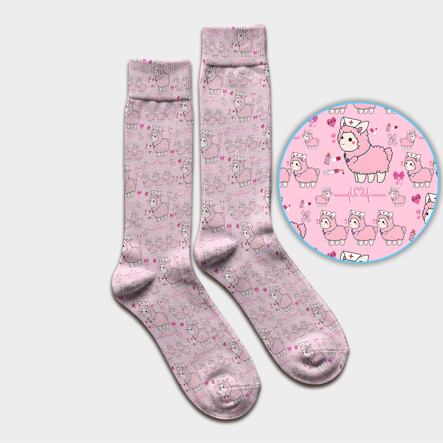 Llama Ain't Got Time For Your Drama Scrub Socks, Funny Pattern Scrub Sock, Breathable Fabrics Nursing Uniform