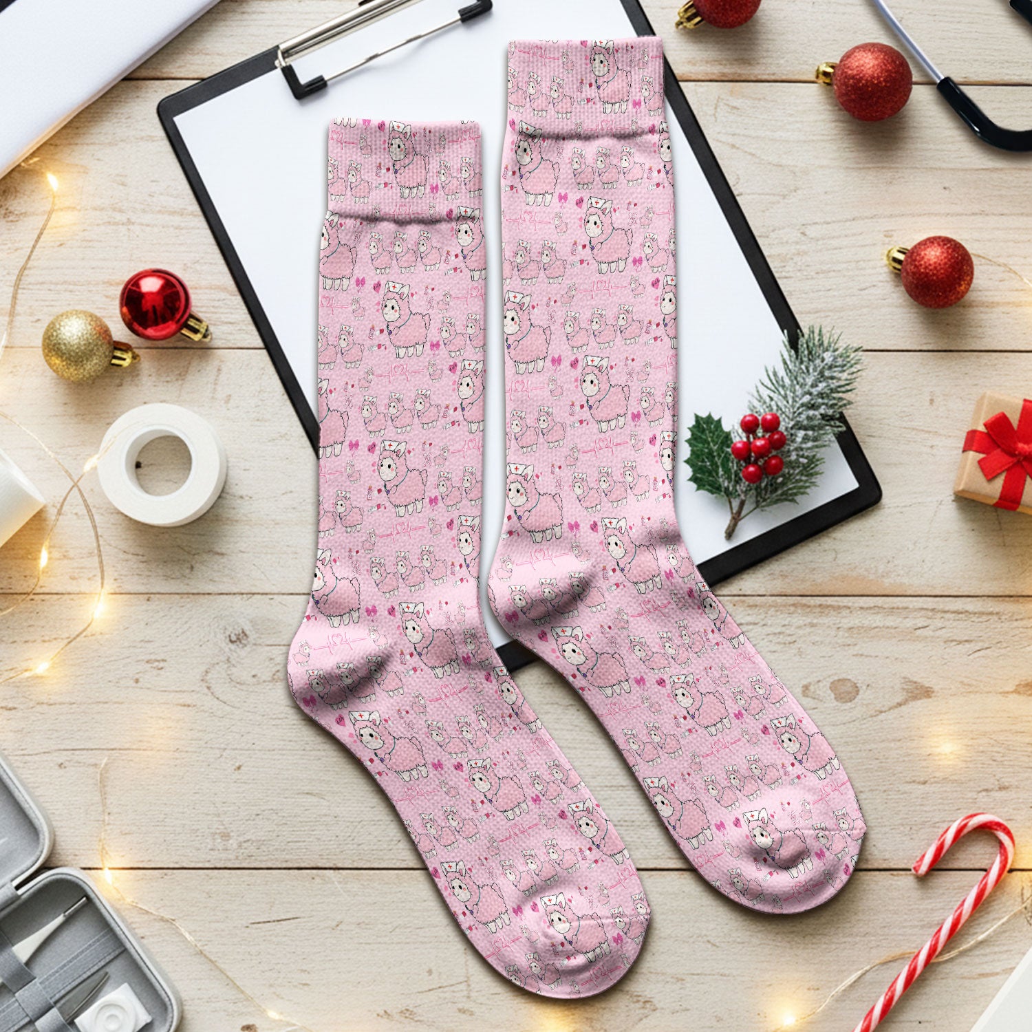 Llama Ain't Got Time For Your Drama Scrub Socks, Funny Pattern Scrub Sock, Breathable Fabrics Nursing Uniform