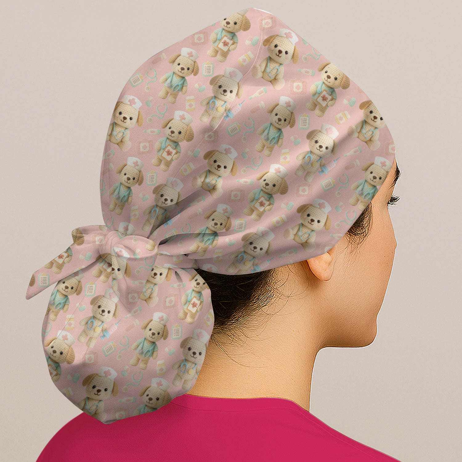 Cute Labrador Bouffant Scrub Caps for Women - Adorable Puppy Surgical Caps for Doctors - Breathable Fabrics Caps Uniform