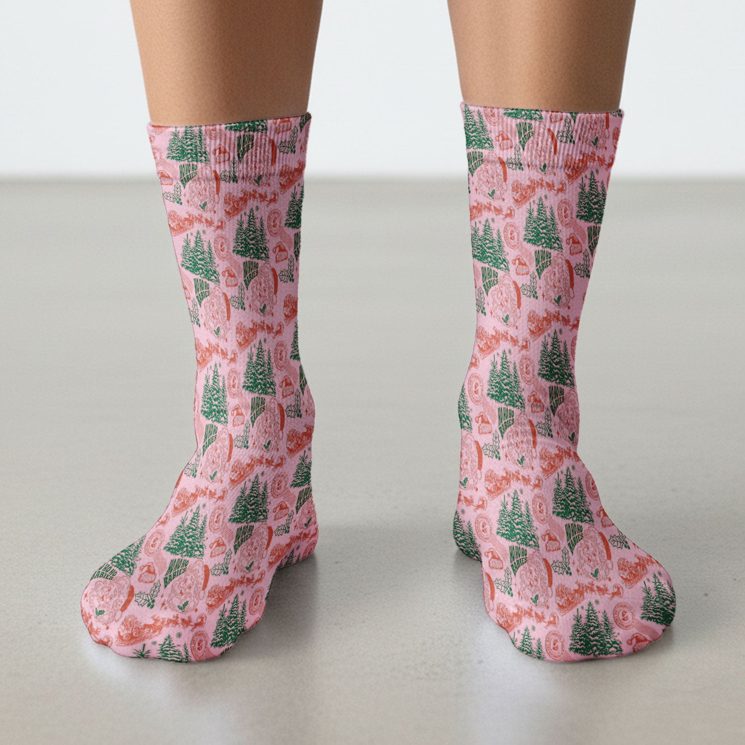 Christmas Santa Scrub Socks, Vintage Holiday Nurse Sock, Festive Medical Uniform For Nursing