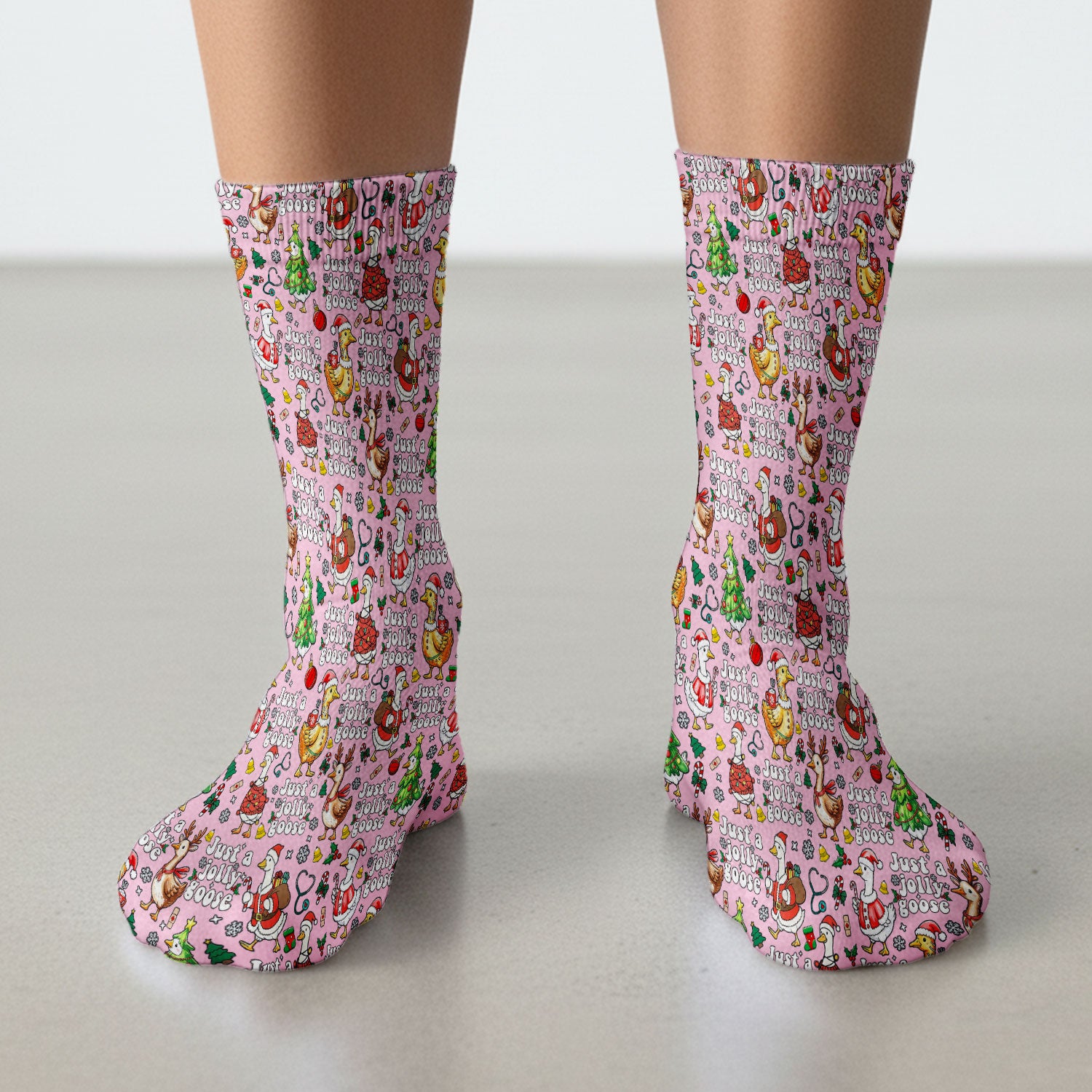Just a Jolly Goose Socks for Nurse Doctor - Santa Goose Adult Socks for Men and Women - Breathable Fabrics Medical Uniform