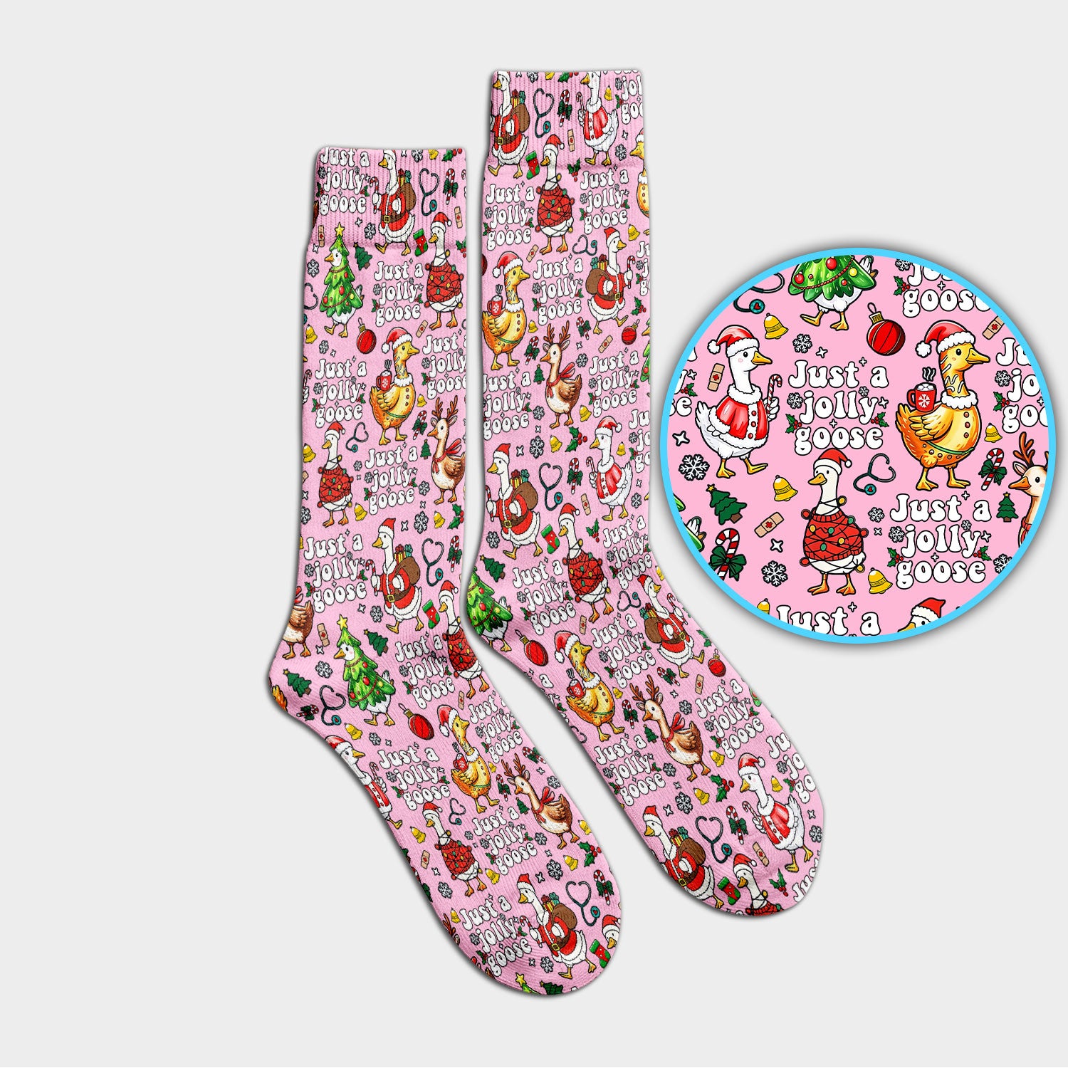 Just a Jolly Goose Socks for Nurse Doctor - Santa Goose Adult Socks for Men and Women - Breathable Fabrics Medical Uniform