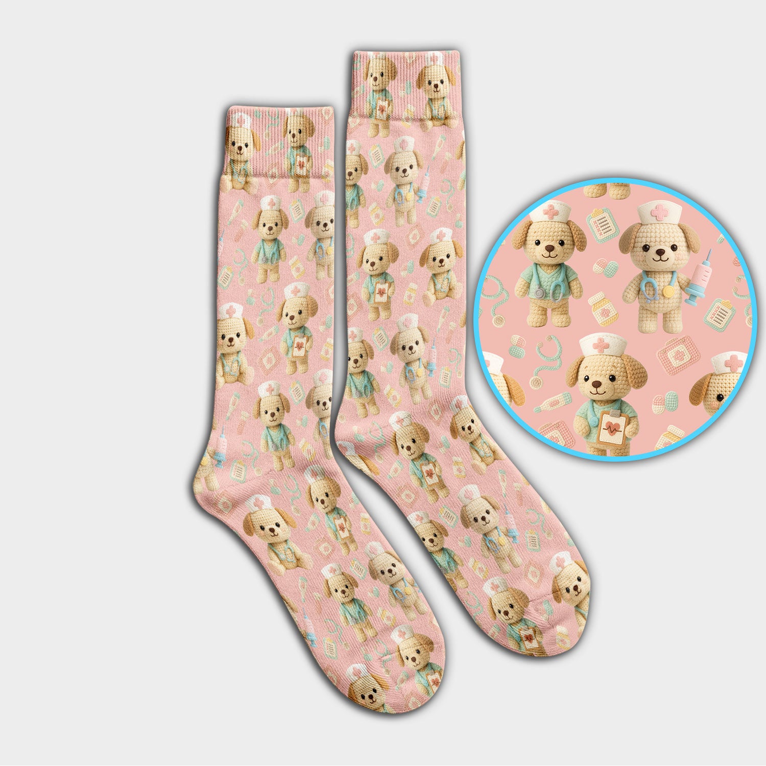 Cute Labrador Dog Christmas Socks for Nurse Doctor - Funny Puppy Adult Socks for Men and Women - Breathable Fabrics Medical Uniform