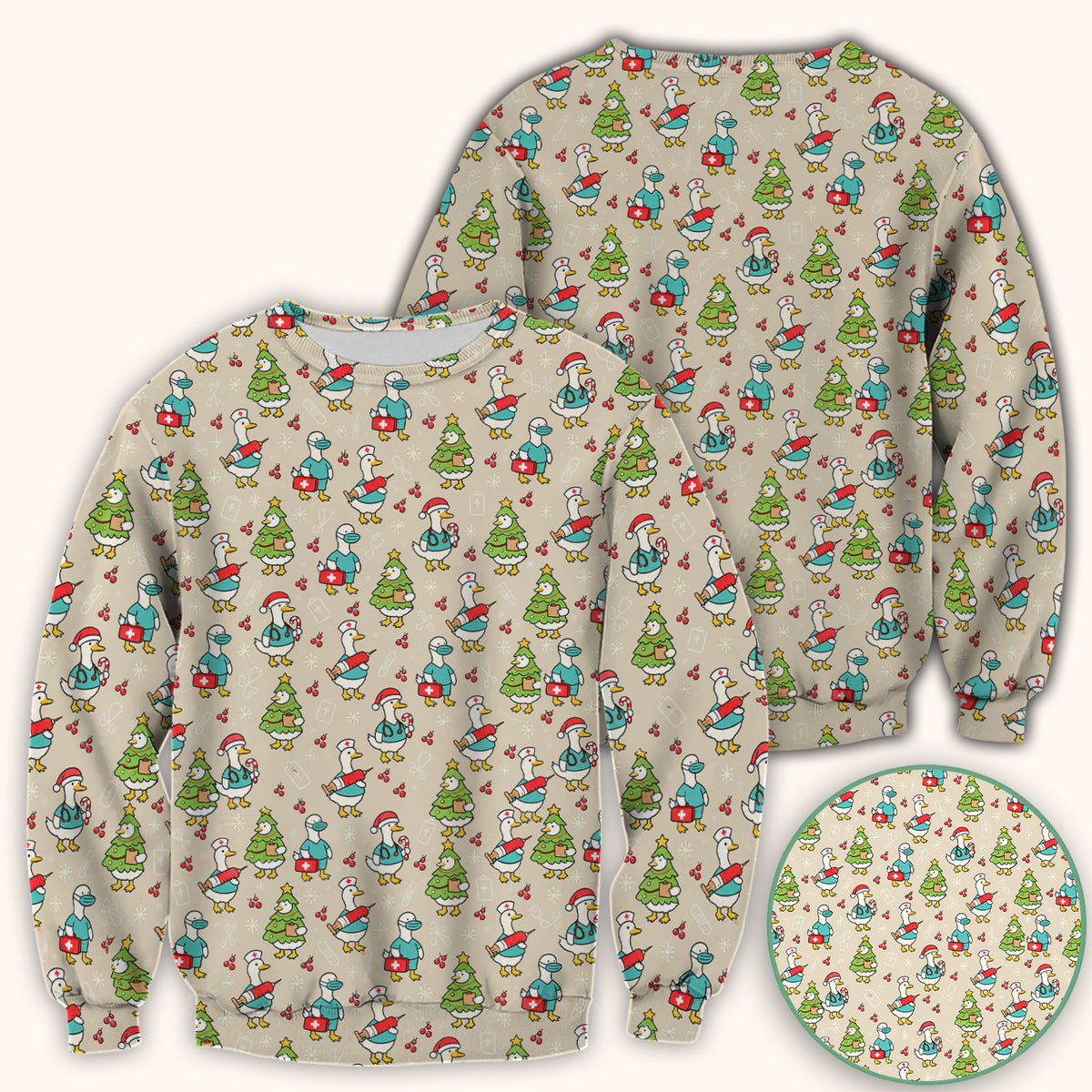 Cute Christmas Nurse Goose Scrub Top, Comfortable Scrubs for Nurses