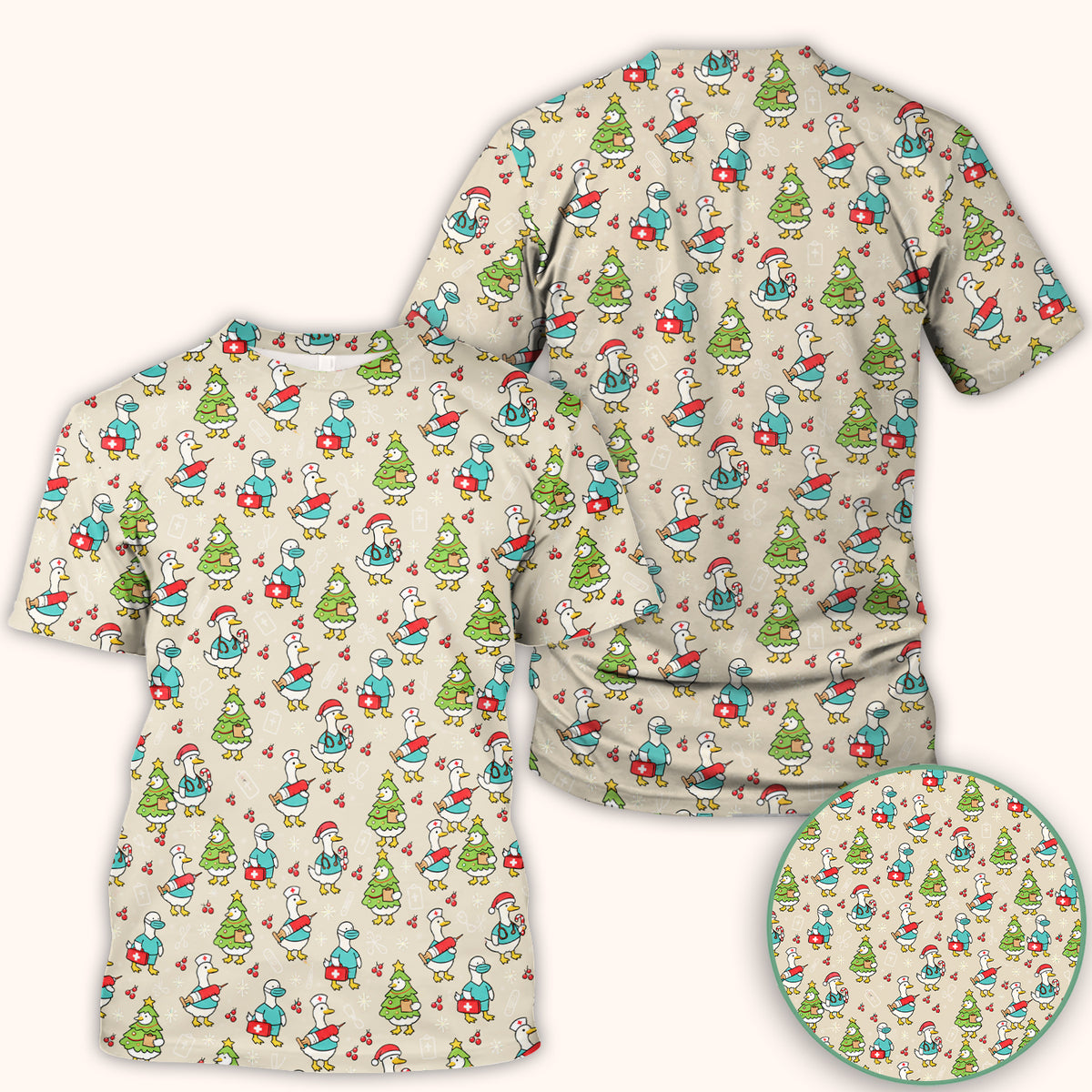 Cute Christmas Nurse Goose Scrub Top, Comfortable Scrubs for Nurses