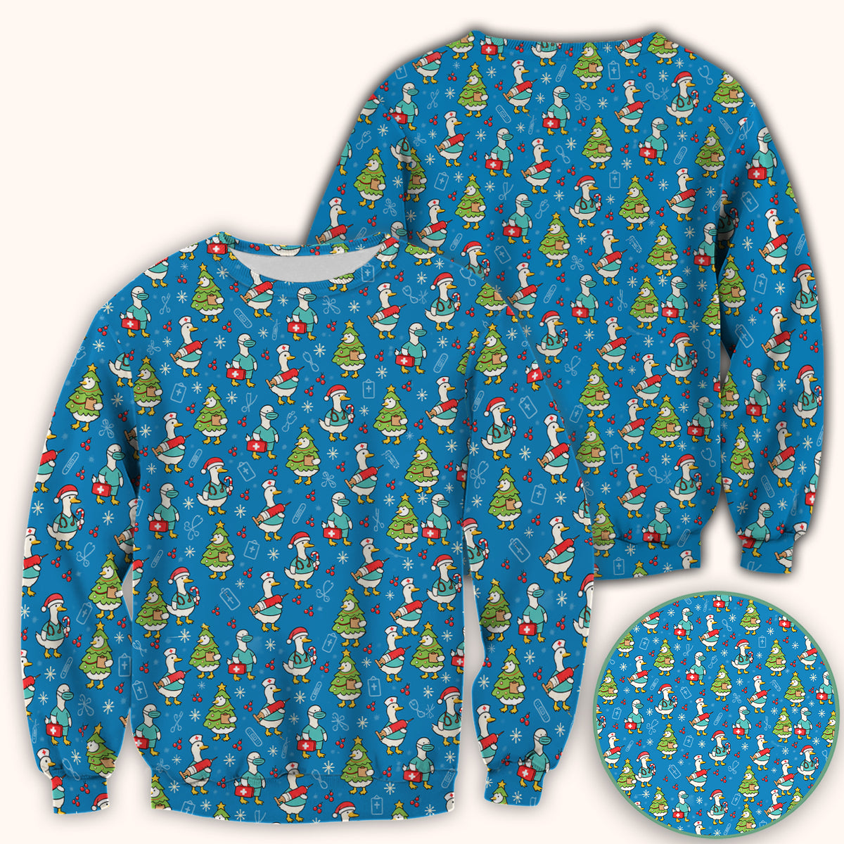 Cute Christmas Nurse Goose Scrub Top, Comfortable Scrubs for Nurses