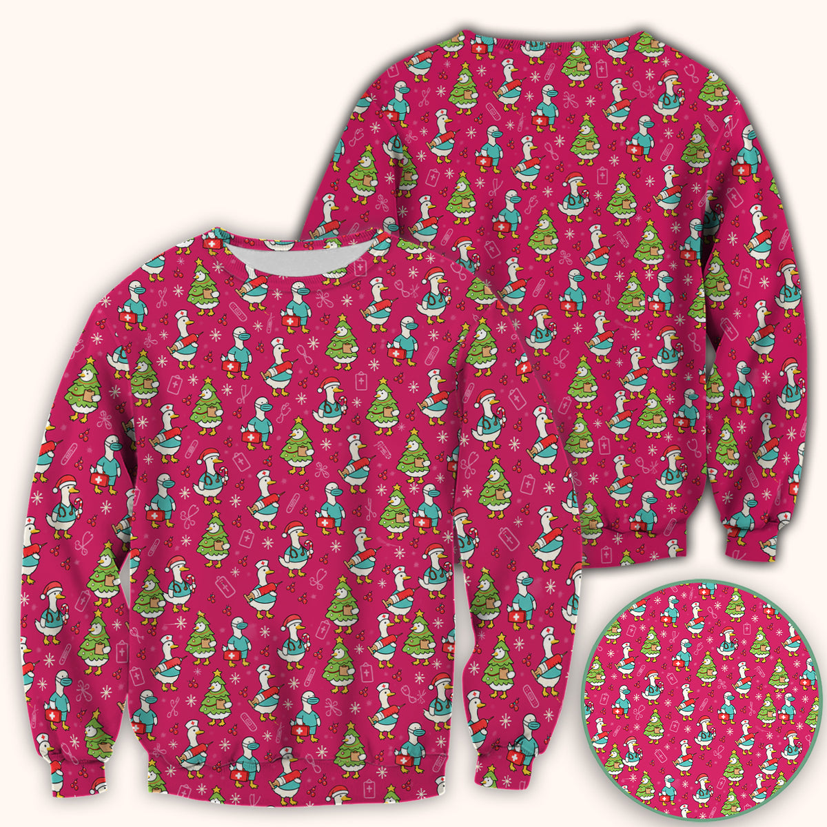 Cute Christmas Nurse Goose Scrub Top, Comfortable Scrubs for Nurses