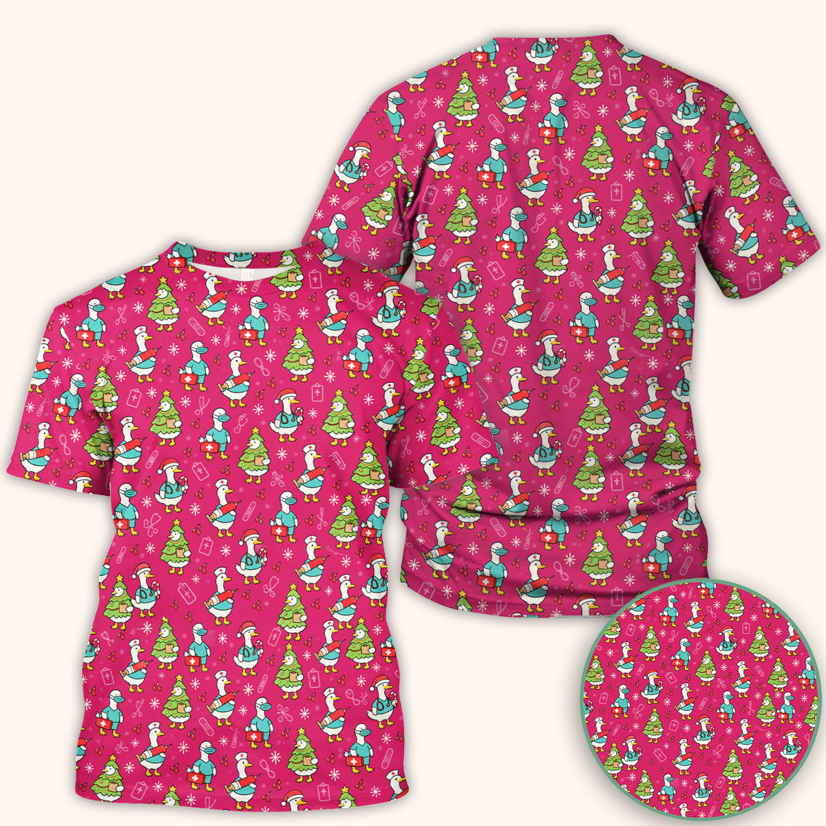 Cute Christmas Nurse Goose Scrub Top, Comfortable Scrubs for Nurses