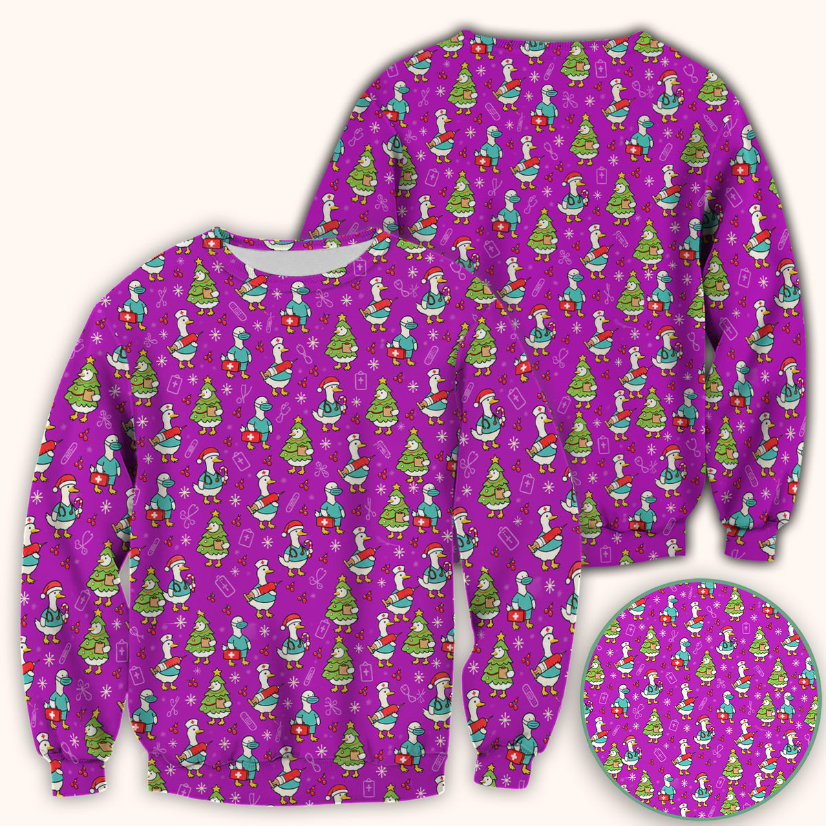 Cute Christmas Nurse Goose Scrub Top, Comfortable Scrubs for Nurses