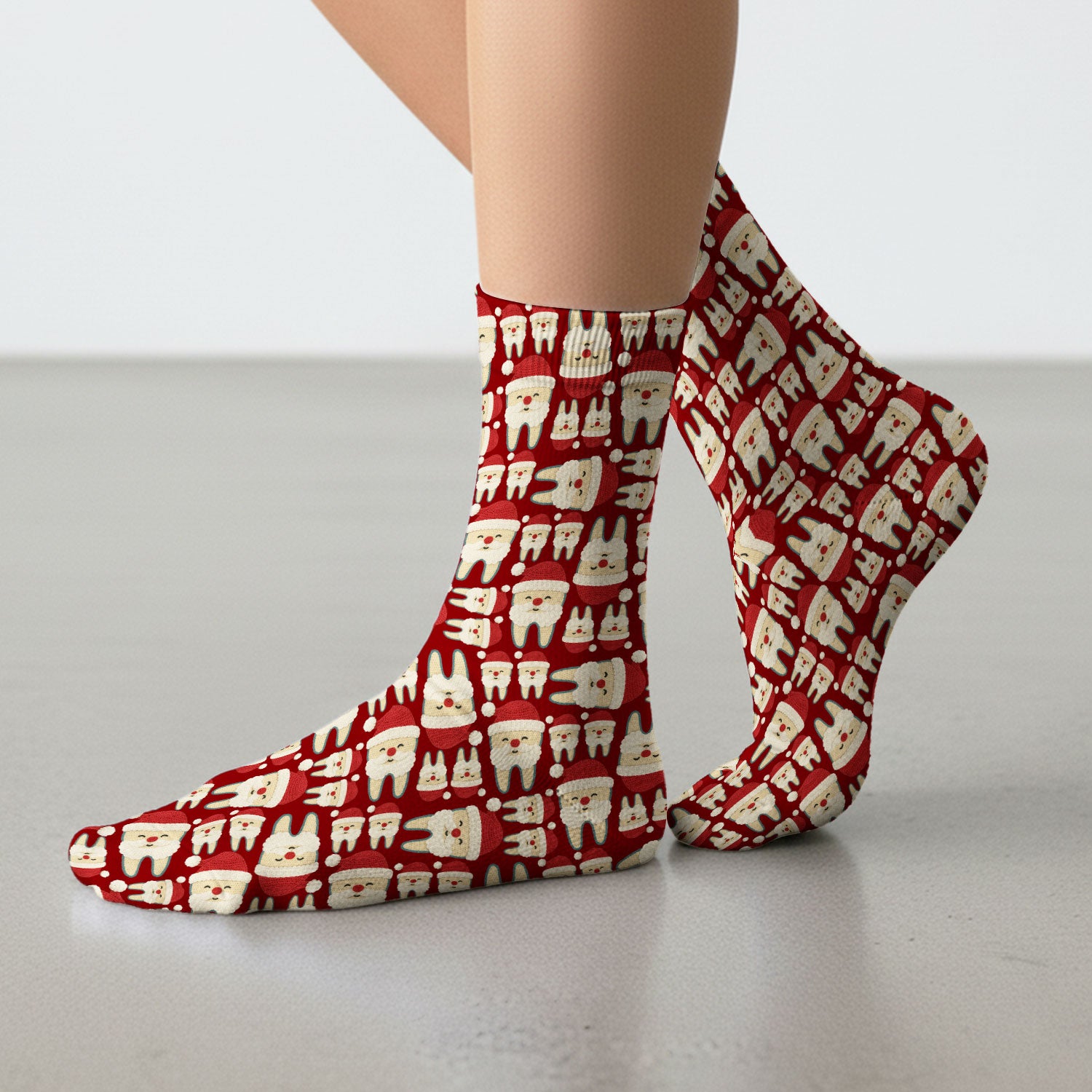 Christmas Tooth Socks for Nurse Doctor - Cute Santa Tooth  Adult Socks for Men and Women - Breathable Fabrics Medical Uniform